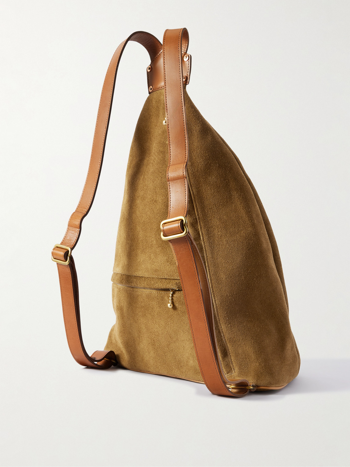 Kapital Harvey Medicin Embellished Leather-trimmed Suede Backpack In Neutral