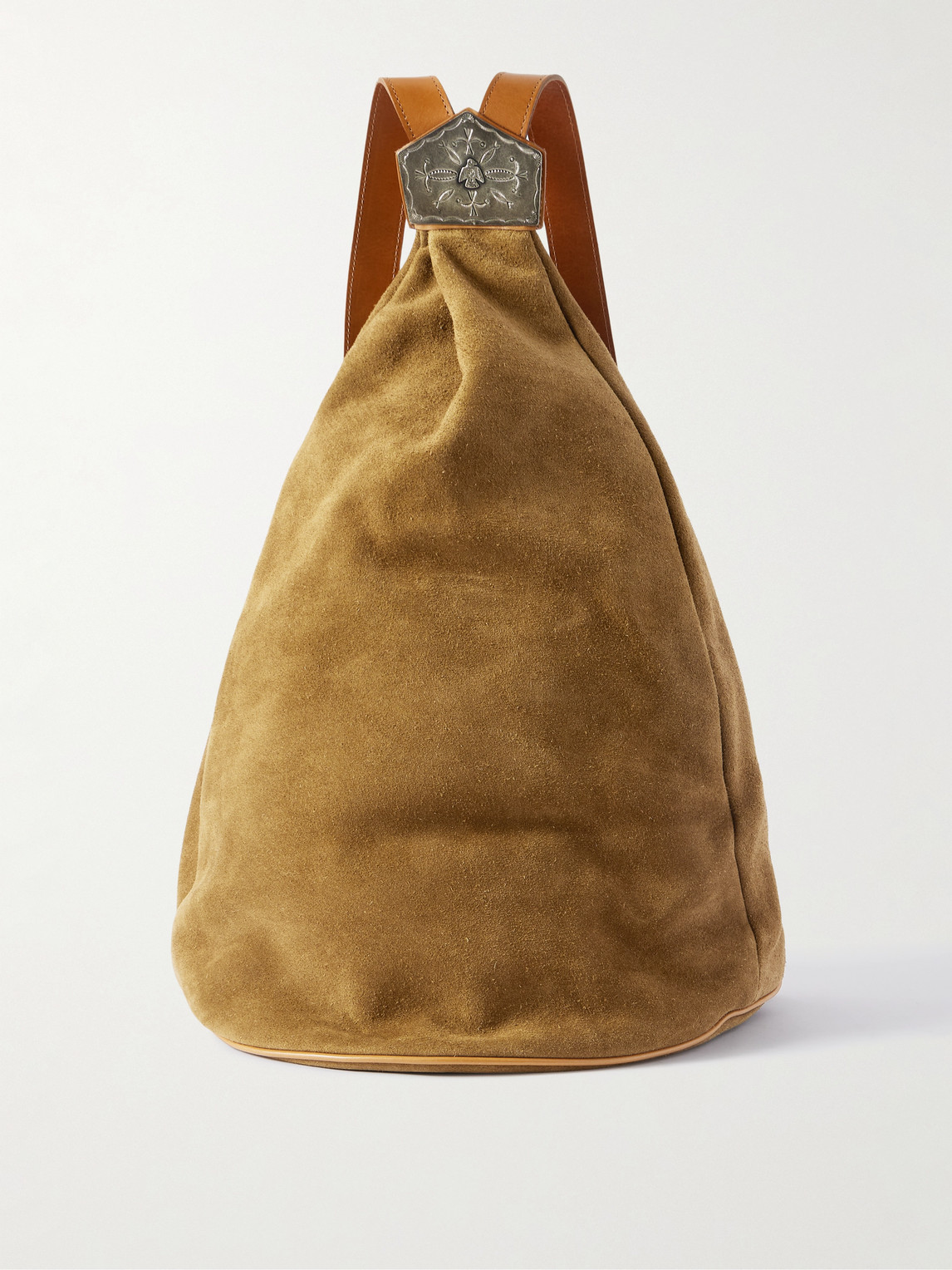 Kapital Harvey Medicin Embellished Leather-trimmed Suede Backpack In Neutral