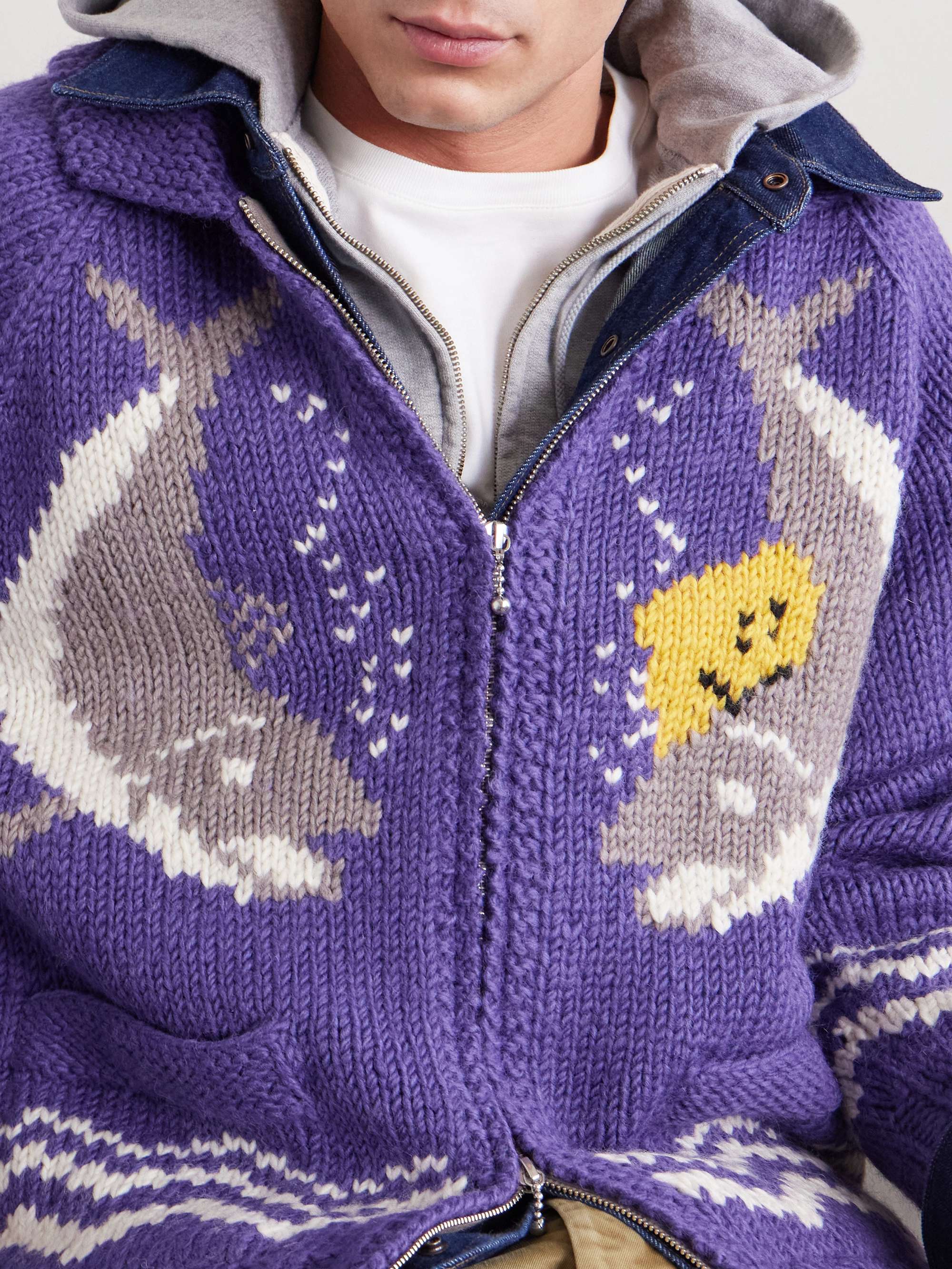 KAPITAL Intarsia Wool Zip-Up Cardigan for Men | MR PORTER