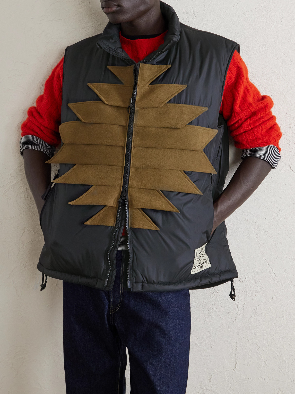  Kapital - Zepher Suede-trimmed Shell Gilet - Men - Black - 1 