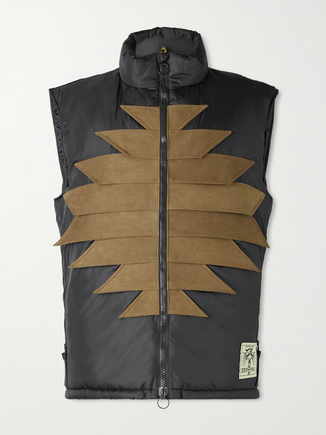 Kapital Zepher Suede-trimmed Shell Gilet In Black