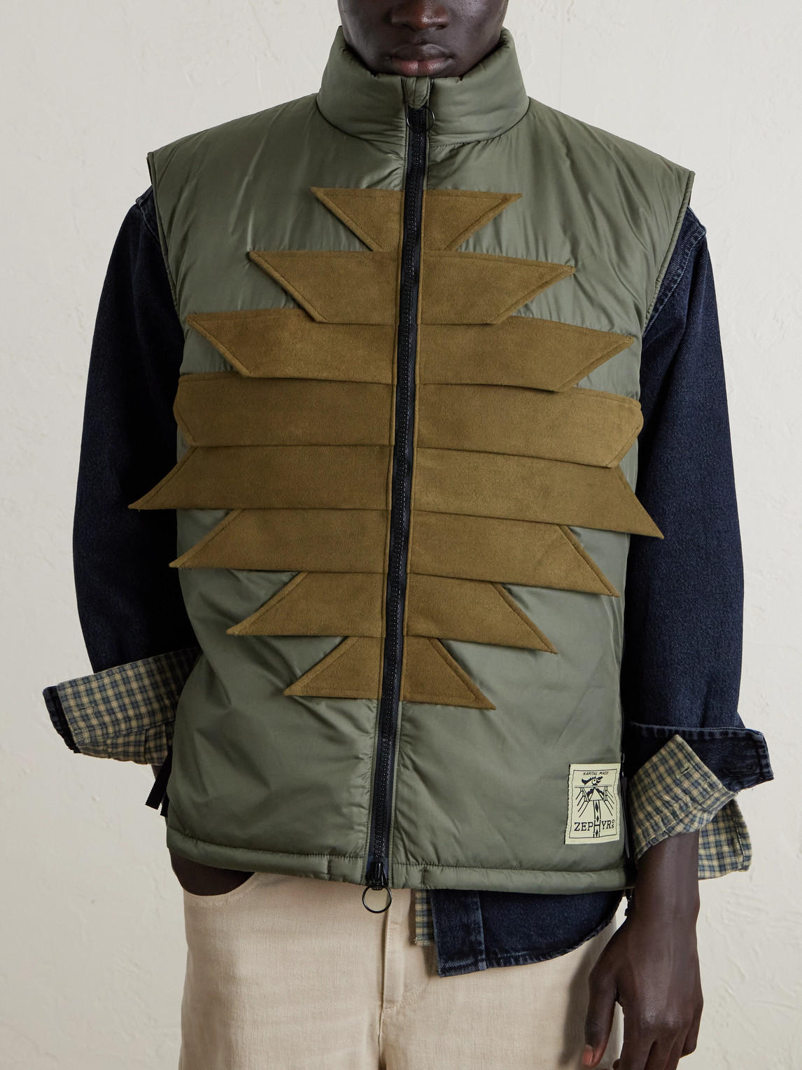  Kapital - Zepher Suede-trimmed Shell Gilet - Men - Green - 1 
