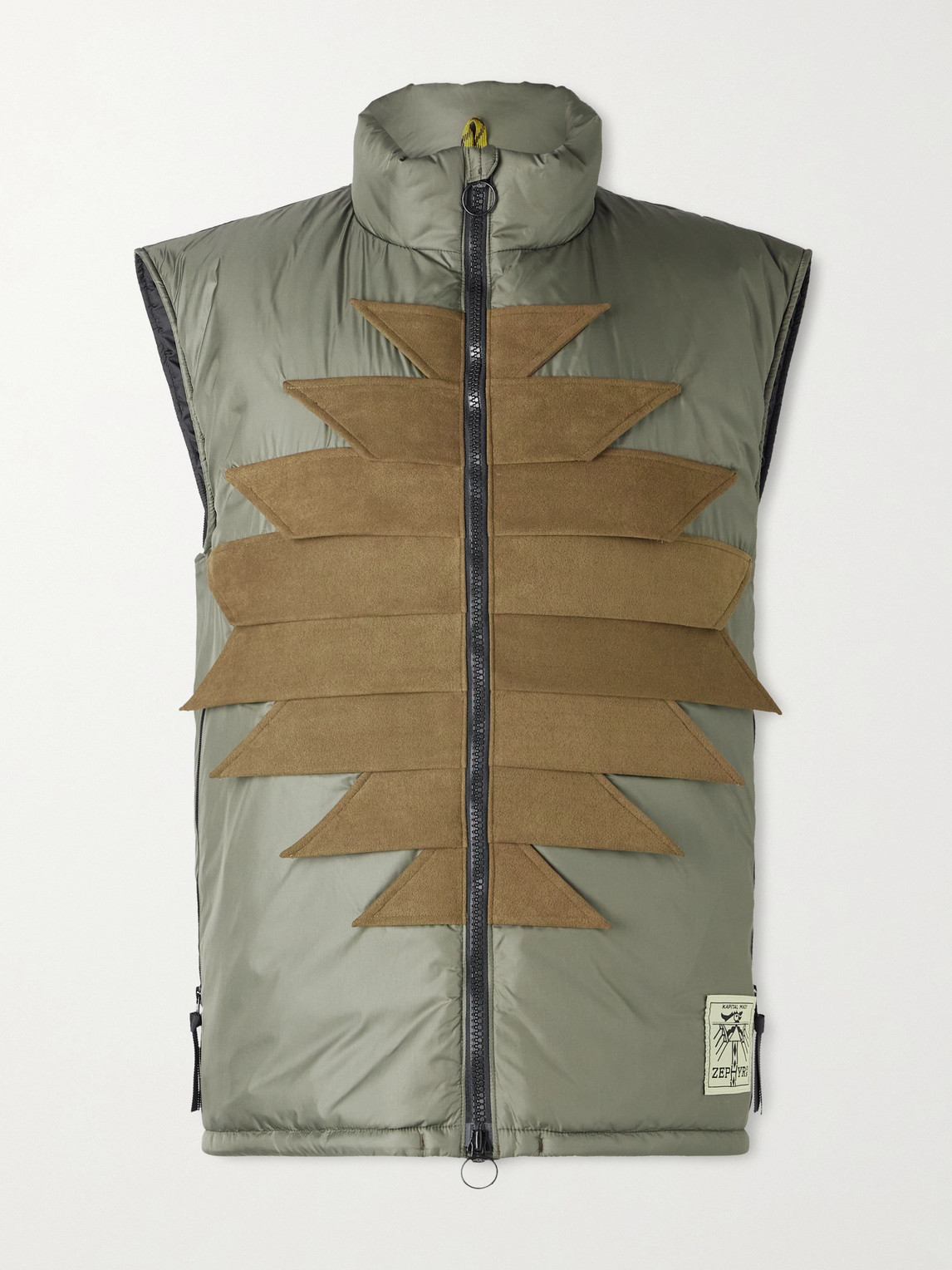 Kapital Zepher Suede-trimmed Shell Gilet In Green