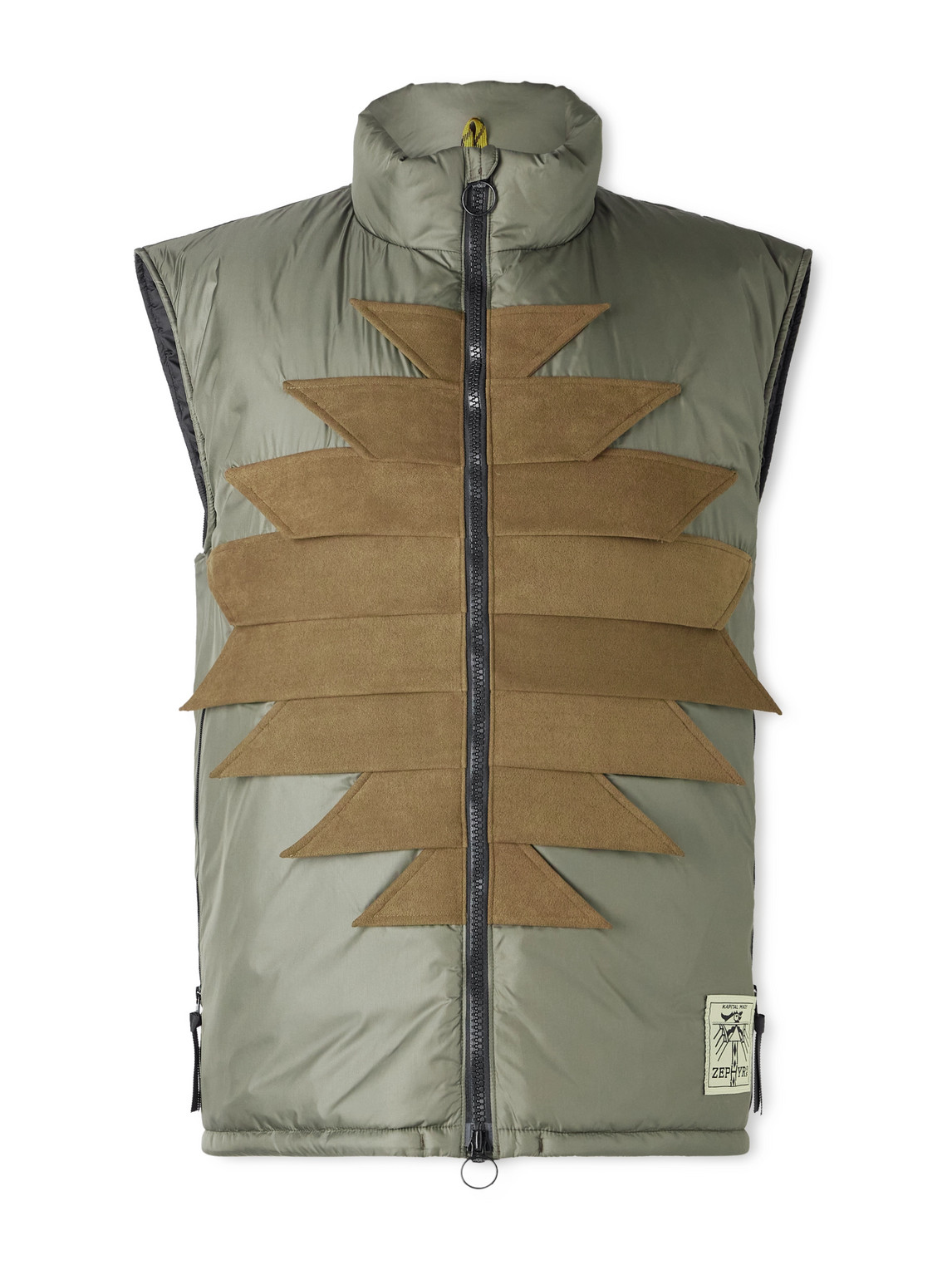 Kapital Zepher Suede-trimmed Shell Gilet In Green