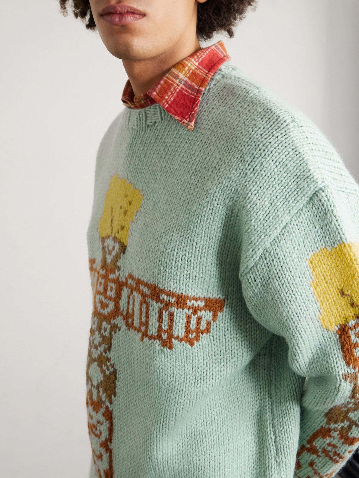 Peckish Totem Pole Intarsia Sweater