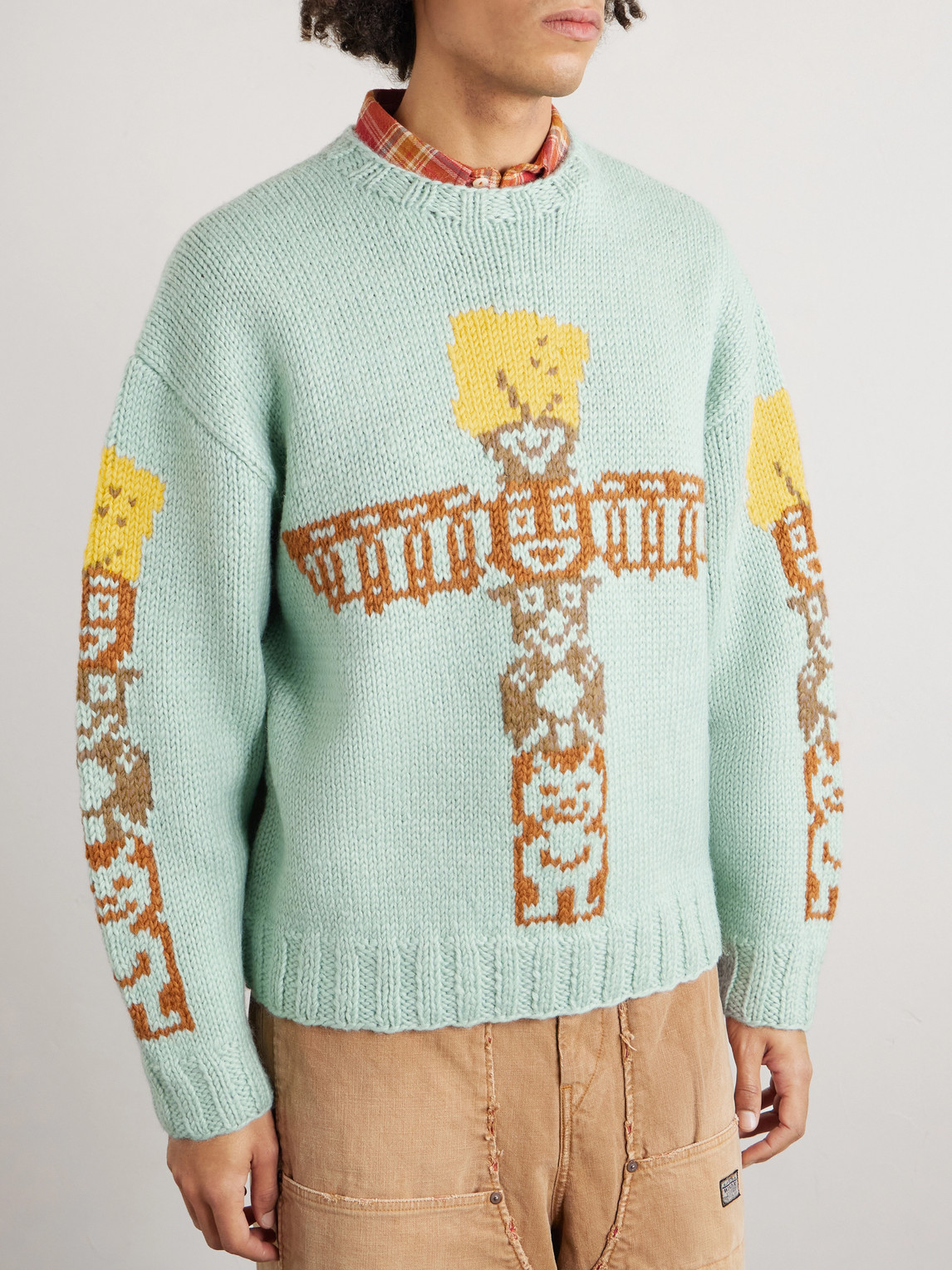 Peckish Totem Pole Intarsia Sweater