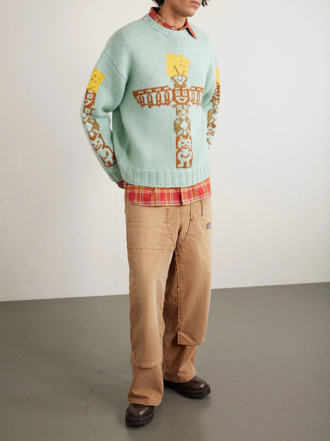 Peckish Totem Pole Intarsia Sweater