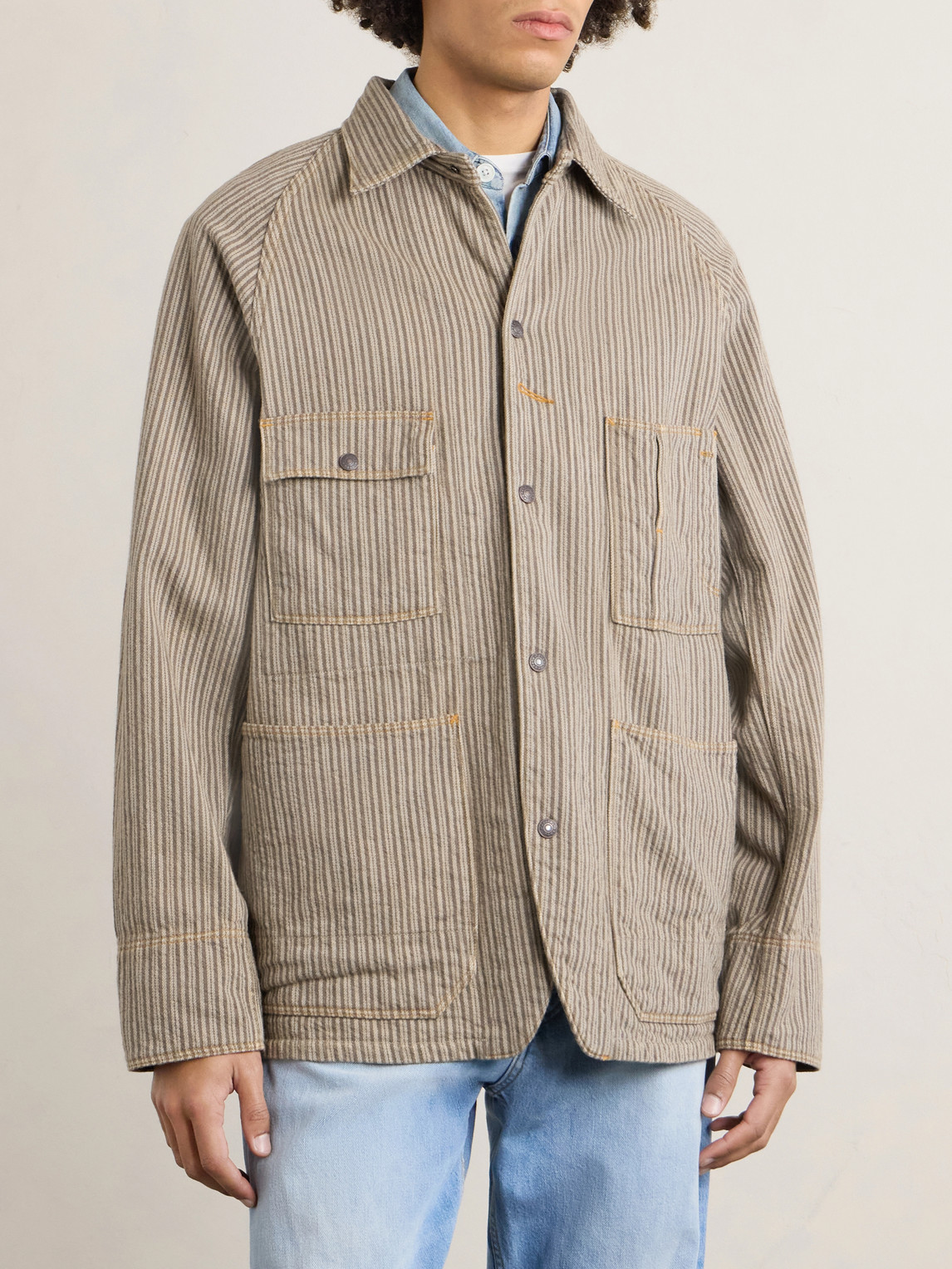  Kapital - Pinstriped Cotton-blend Twill Jacket - Men - Gray - 2 