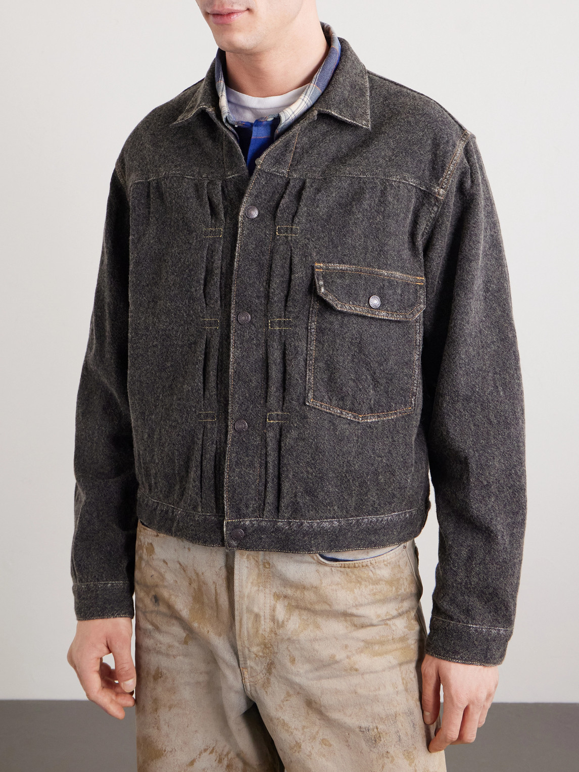  Kapital - Cropped Cotton-blend Twill Jacket - Men - Gray - 3 