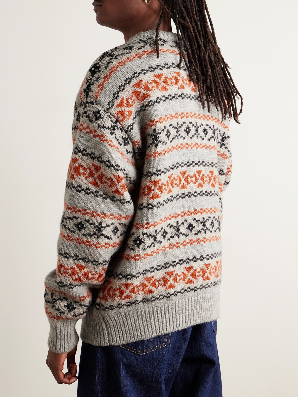Kapital Fair Isle Wool Sweater In Orange