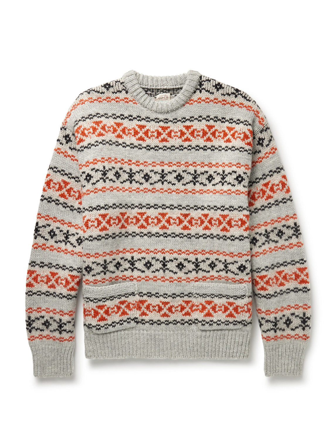 Kapital Fair Isle Wool Sweater In Orange