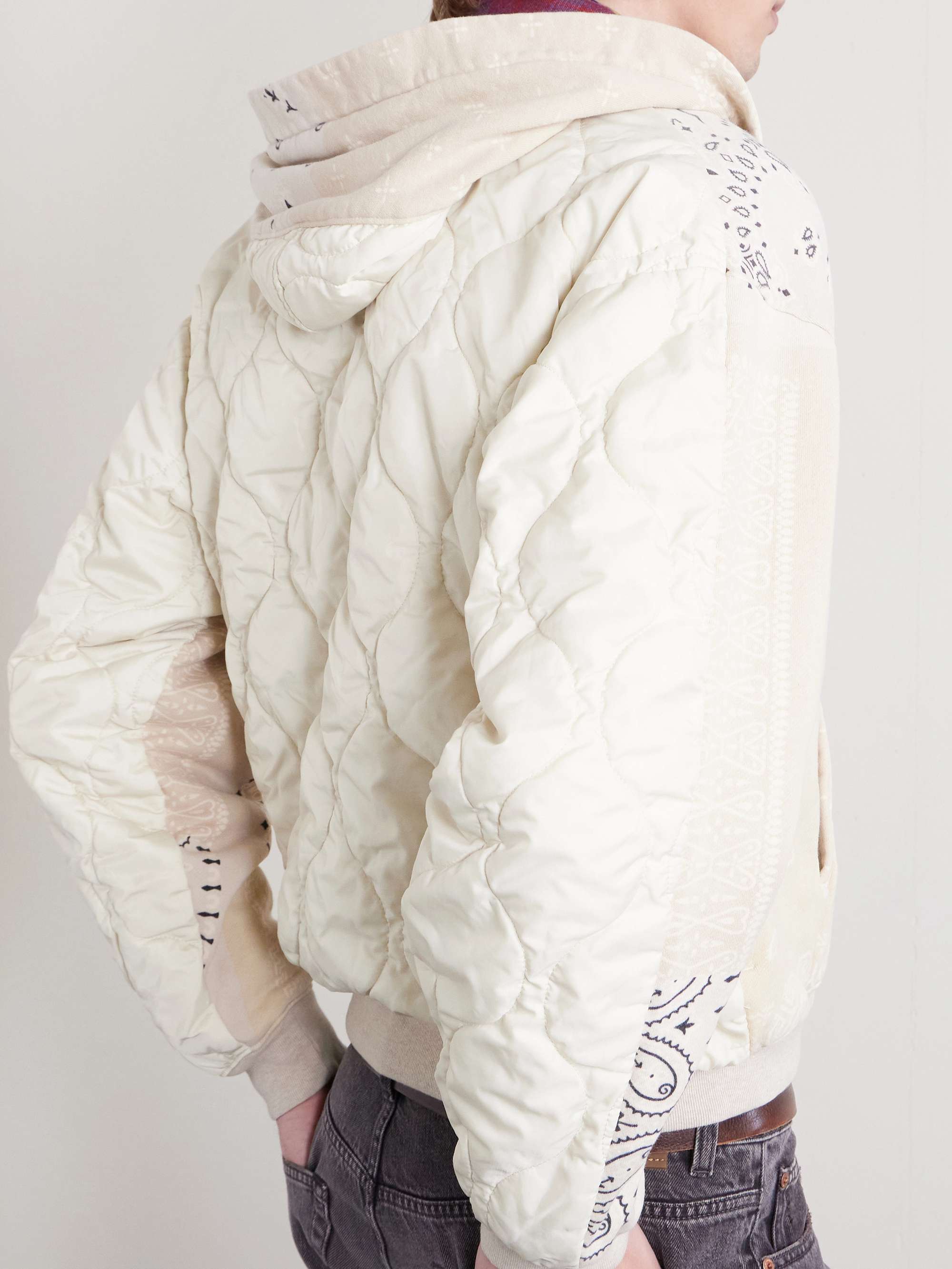 KAPITAL Panelled Bandana-Print Cotton-Jersey and Quilted Shell