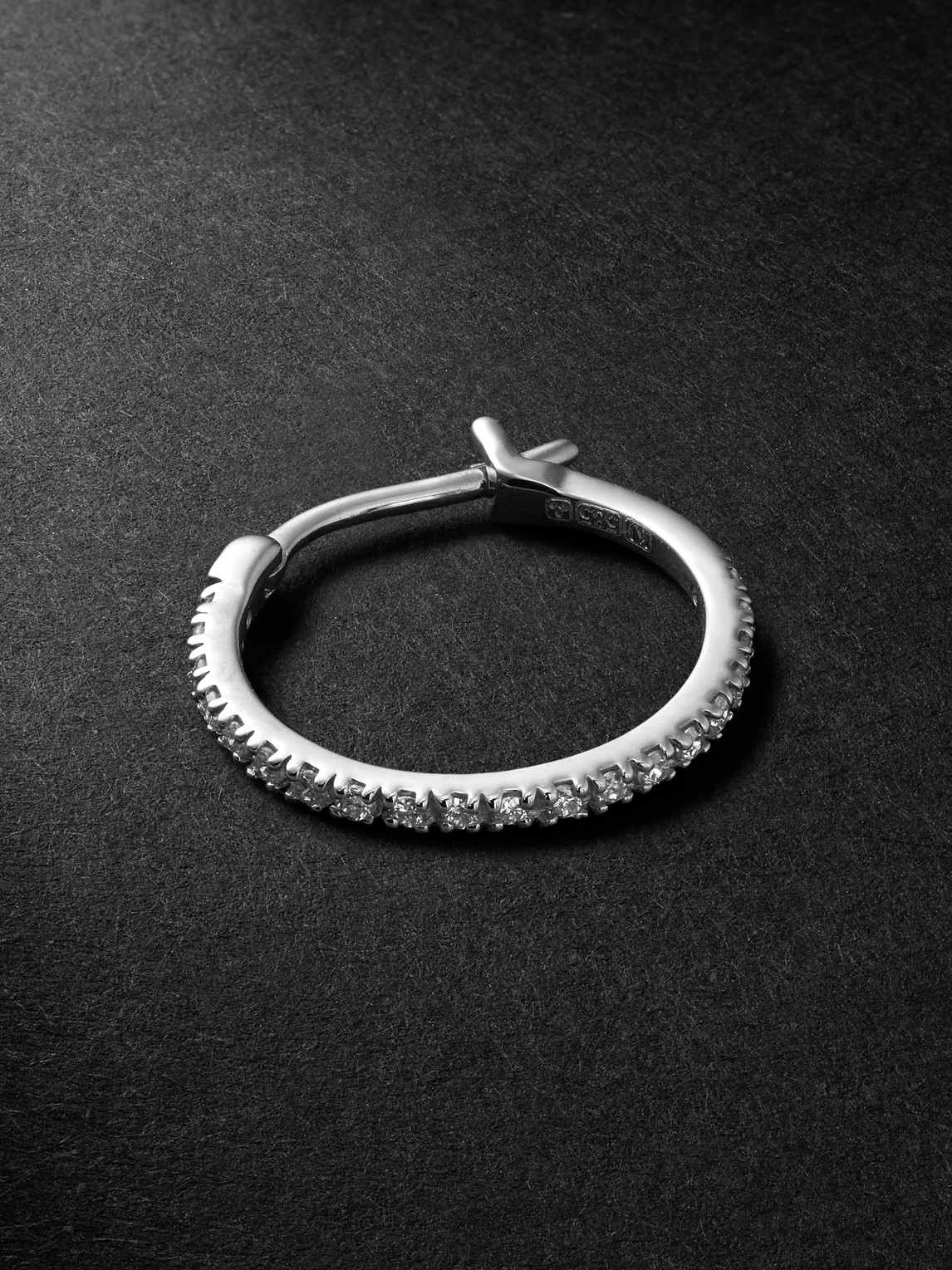 KOLOURS JEWELRY Spectra Medium 14-Karat Blackened Gold Diamond Single Hoop Earring - Men