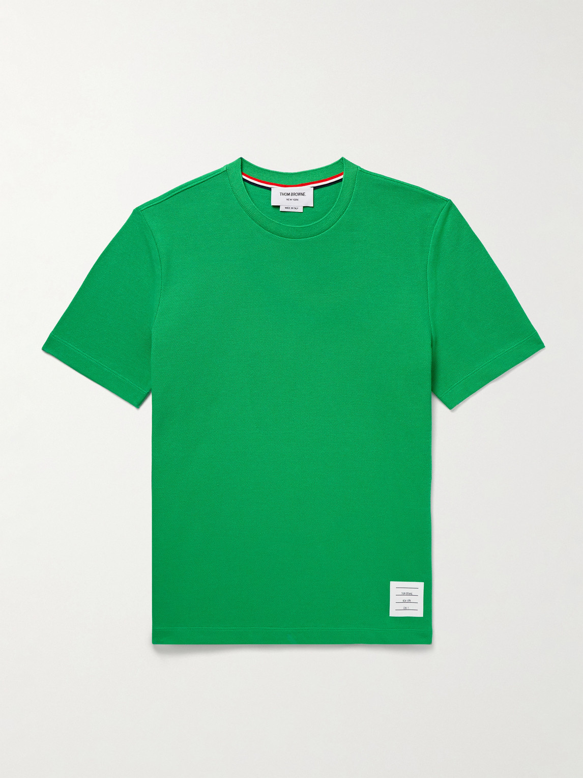 Thom Browne Logo-Appliquéd Striped Cotton-Piqué T-Shirt - Men