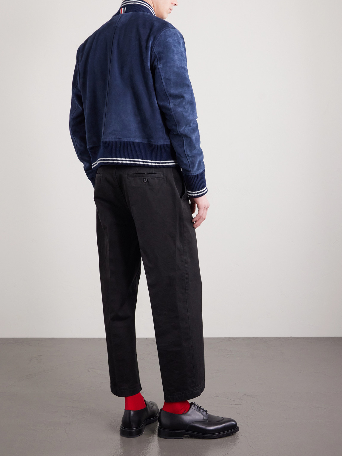 Thom Browne Suede Blouson Jacket In Blue