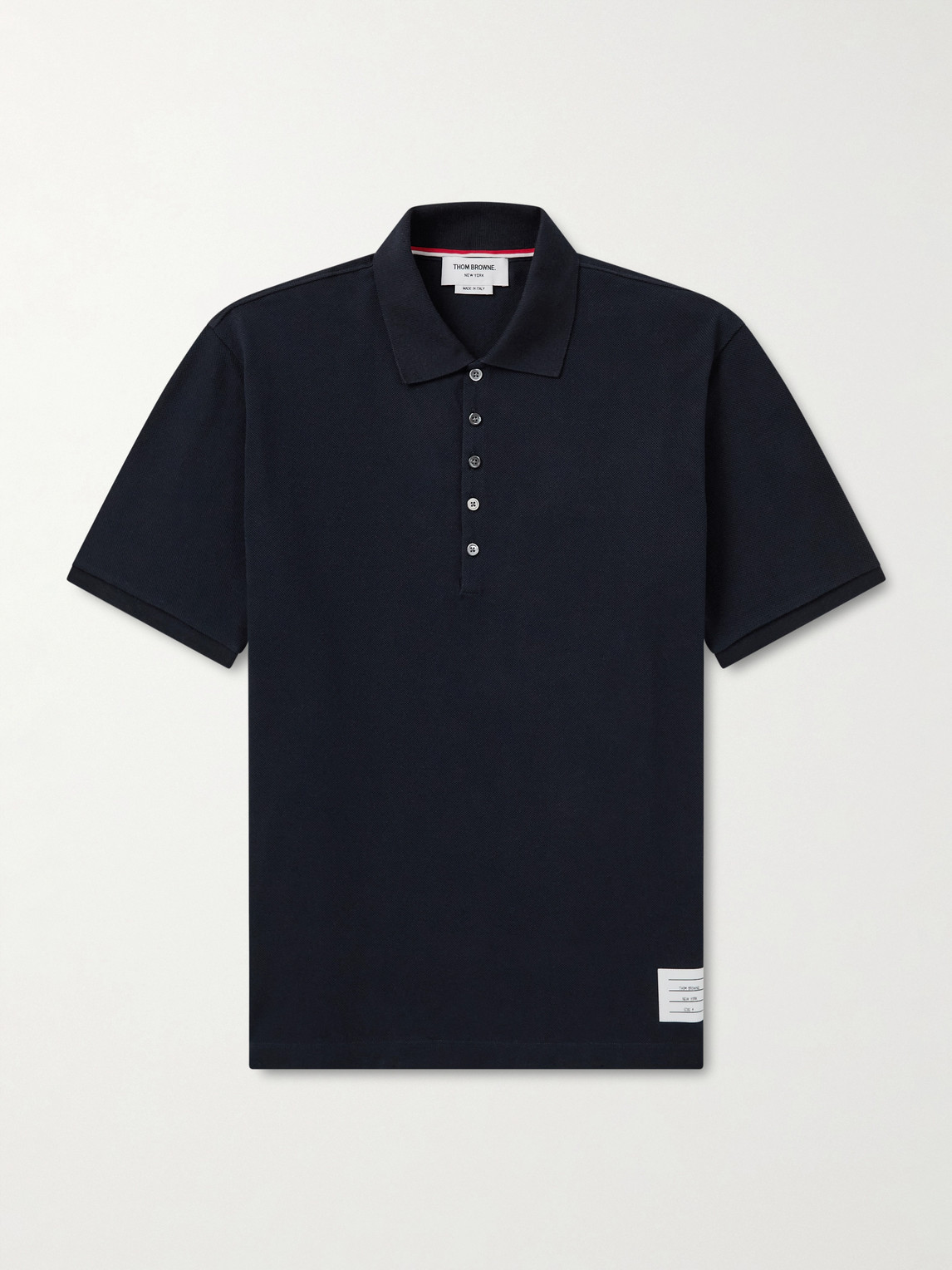Thom Browne Logo-Appliquéd Striped Cotton-Piqué Polo Shirt - Men