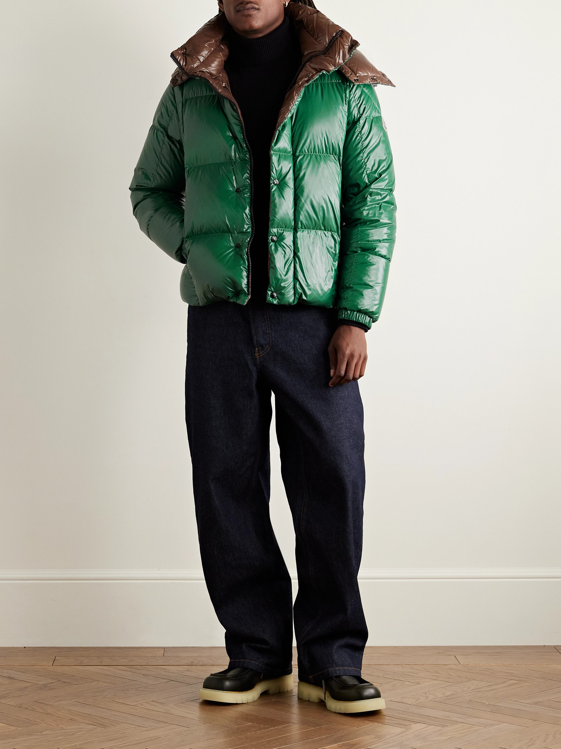Moncler Parana Logo-appliquéd Quilted Nylon Hooded Down Jacket In Green