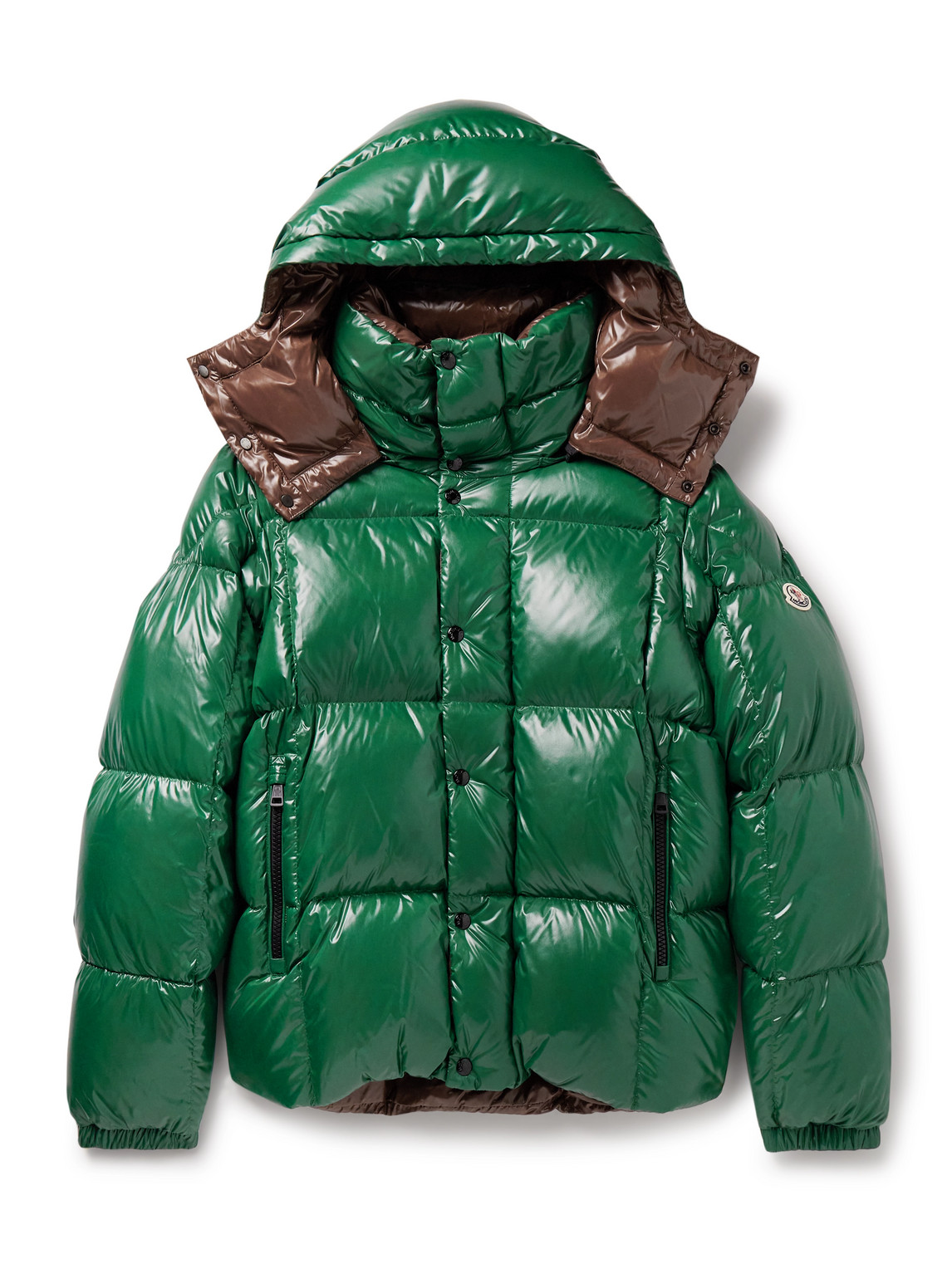 Moncler Parana Logo-appliquéd Quilted Nylon Hooded Down Jacket In Green