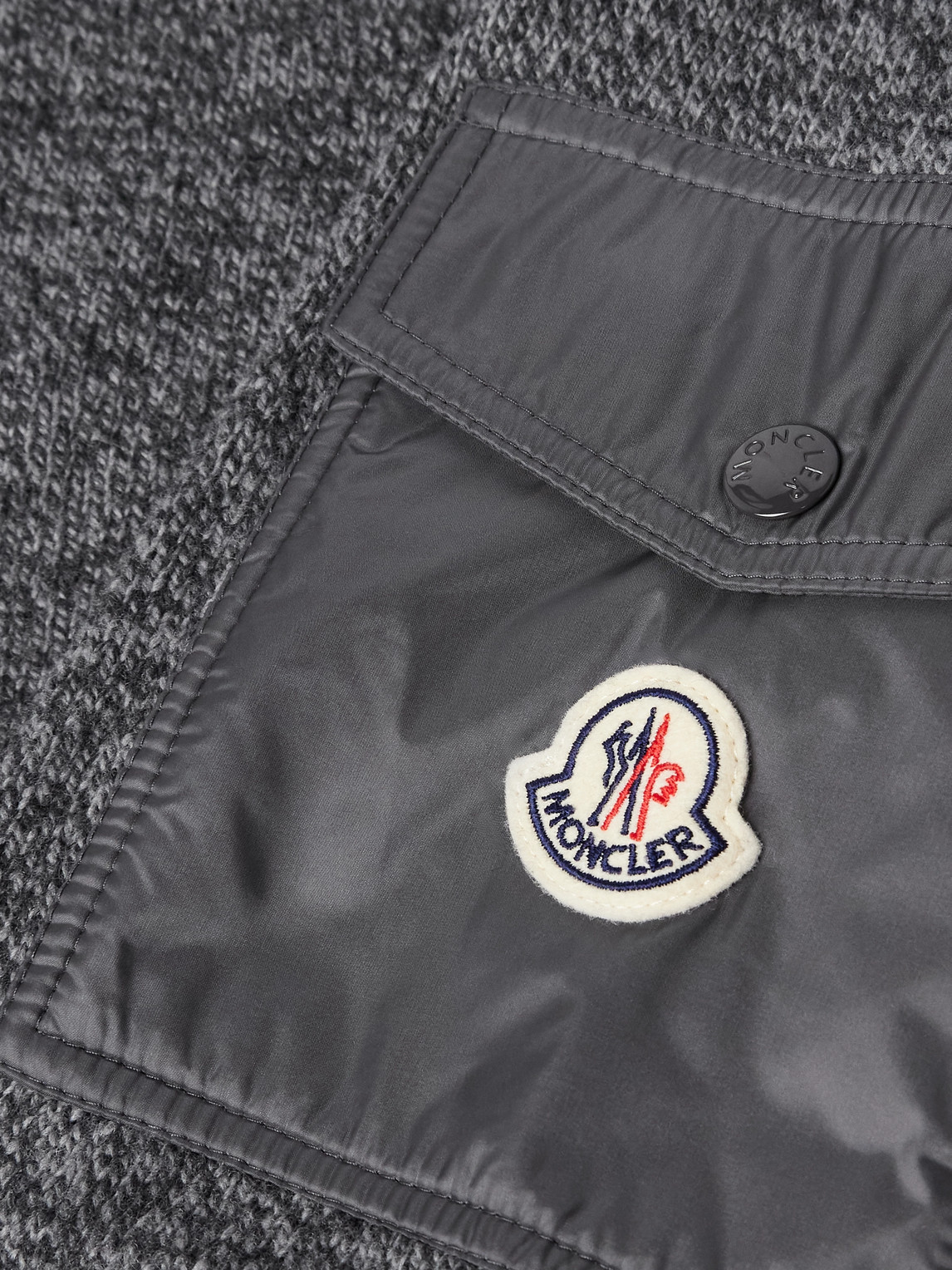 Moncler Wool Cashmere Pocket Sweater In Gray