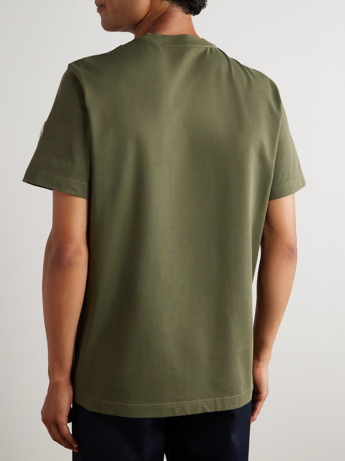 Moncler Logo Patch Crew Neck T-shirt In Green