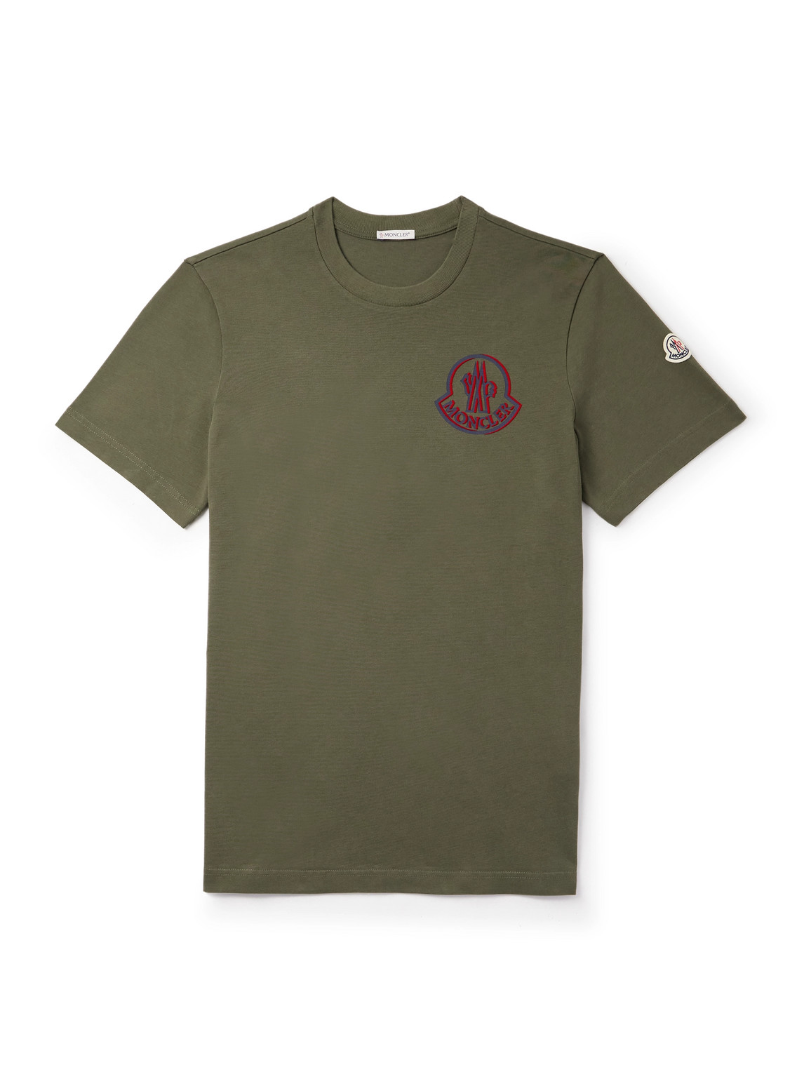 Moncler Logo Patch Crew Neck T-shirt In Green