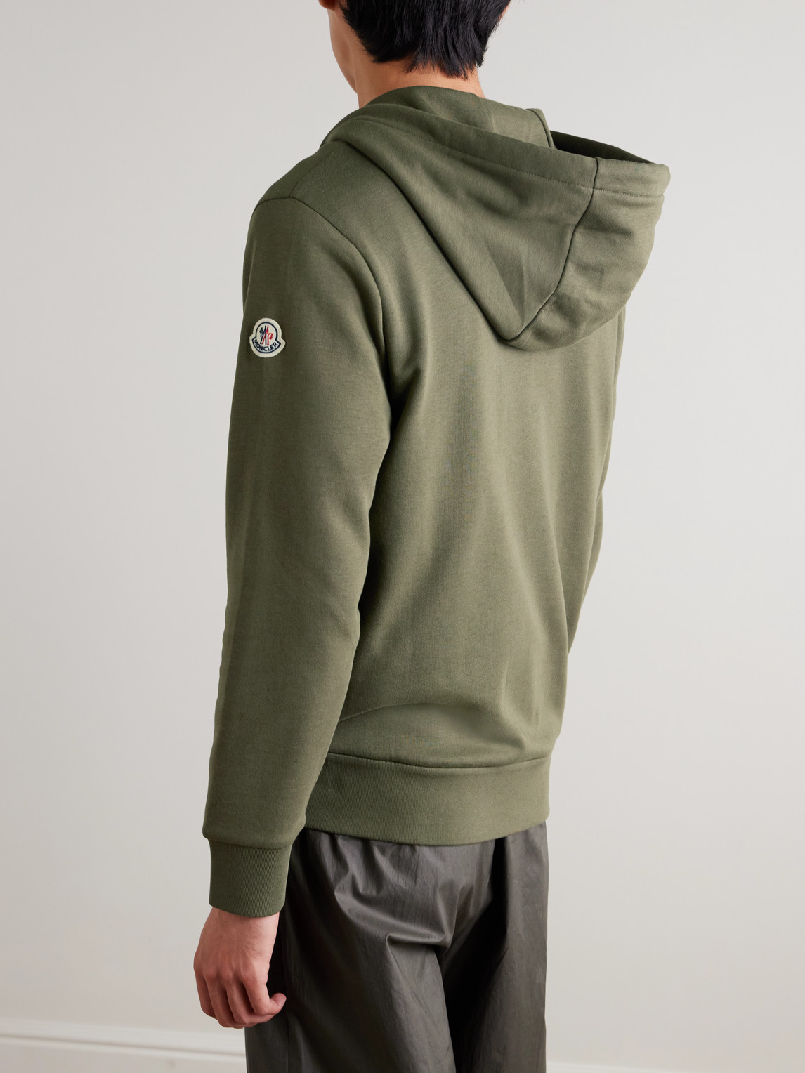 Shell-Trimmed Cotton-Blend Jersey Zip-Up Hoodie