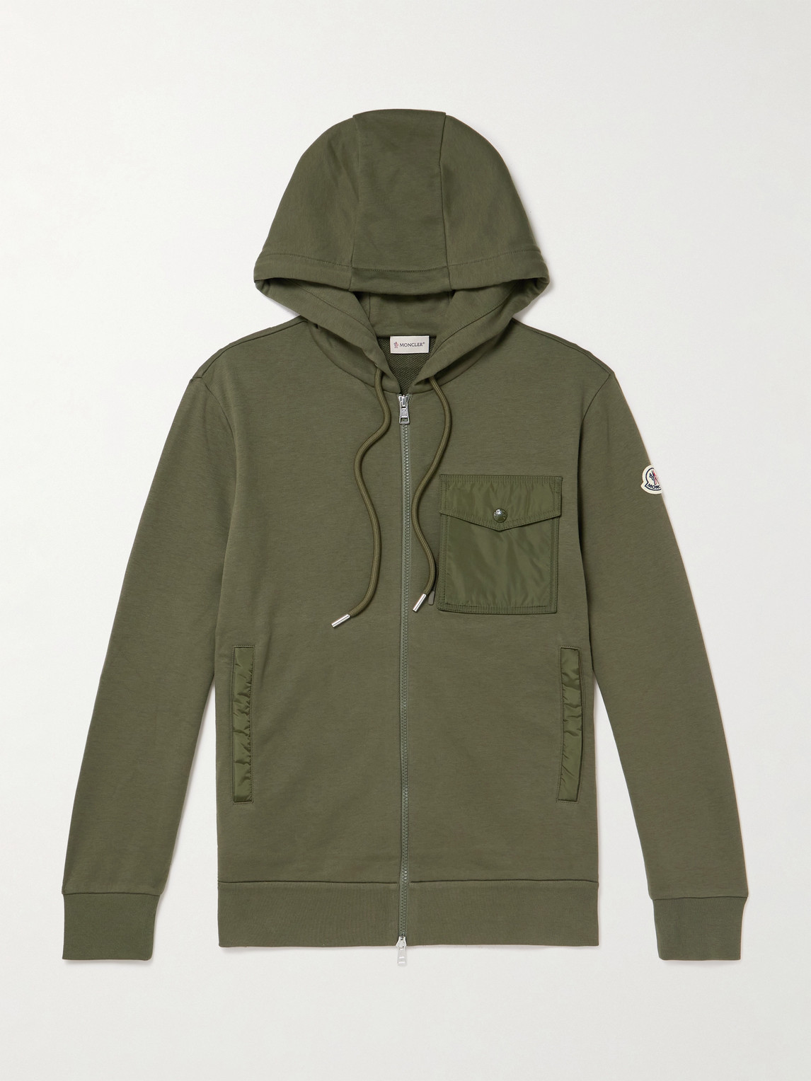 Shell-Trimmed Cotton-Blend Jersey Zip-Up Hoodie
