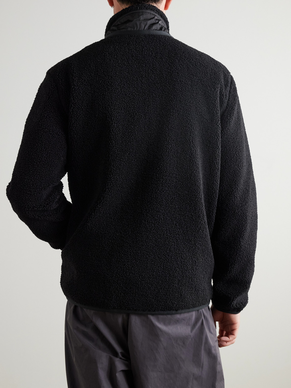 Moncler Logo-appliquéd Nylon-trimmed Fleece Jacket In Black