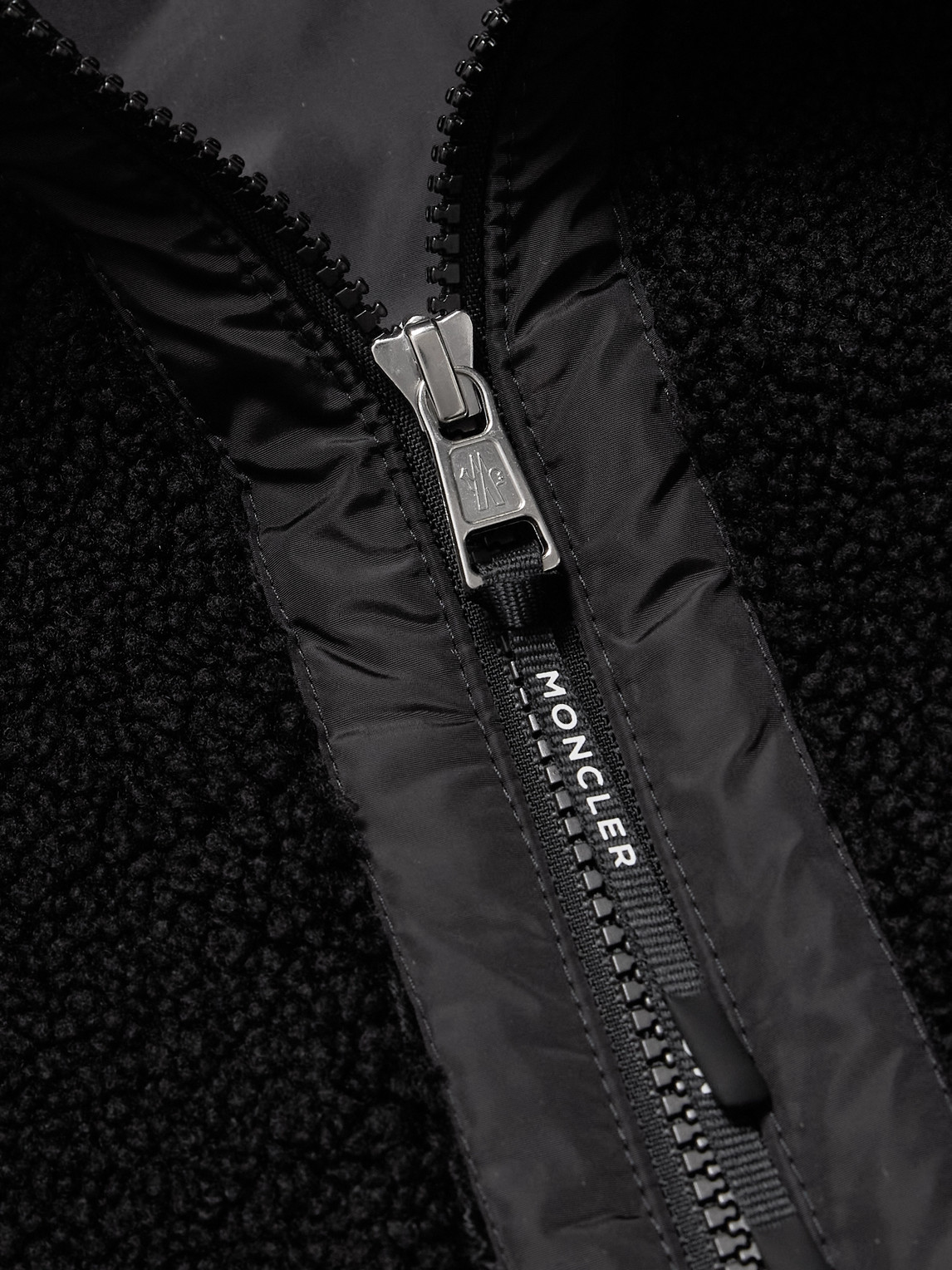 Moncler Logo-appliquéd Nylon-trimmed Fleece Jacket In Black