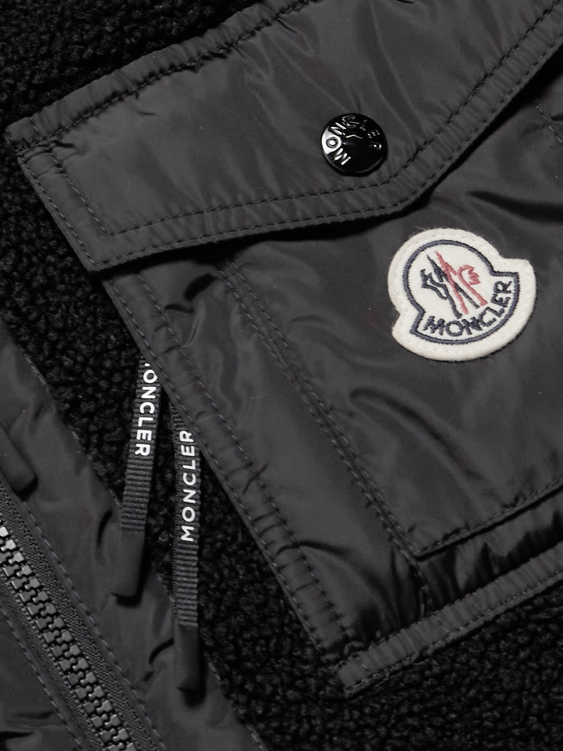 Moncler Logo-appliquéd Nylon-trimmed Fleece Jacket In Black