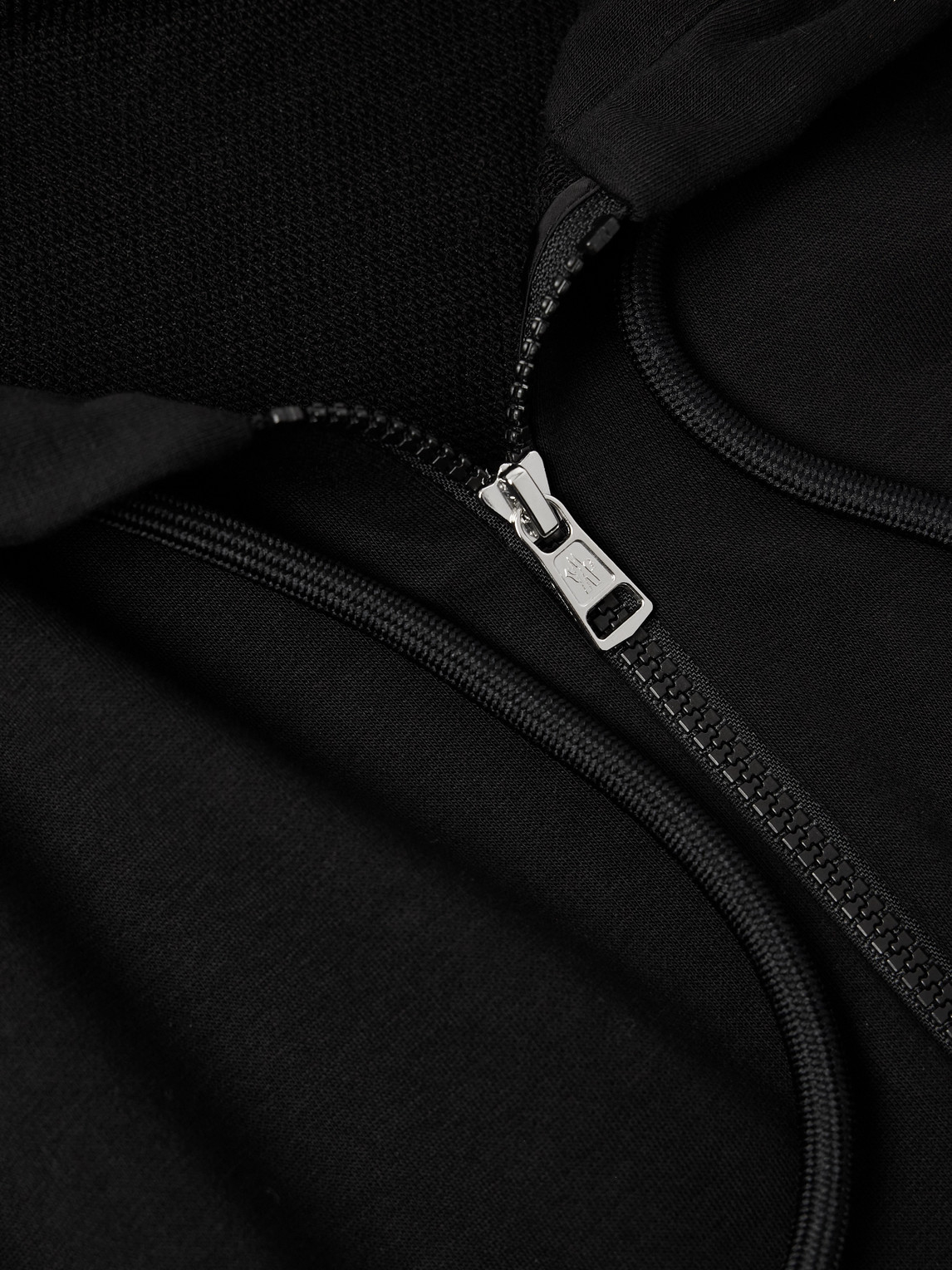 Moncler Shell-trimmed Cotton-blend Jersey Zip-up Hoodie In Black