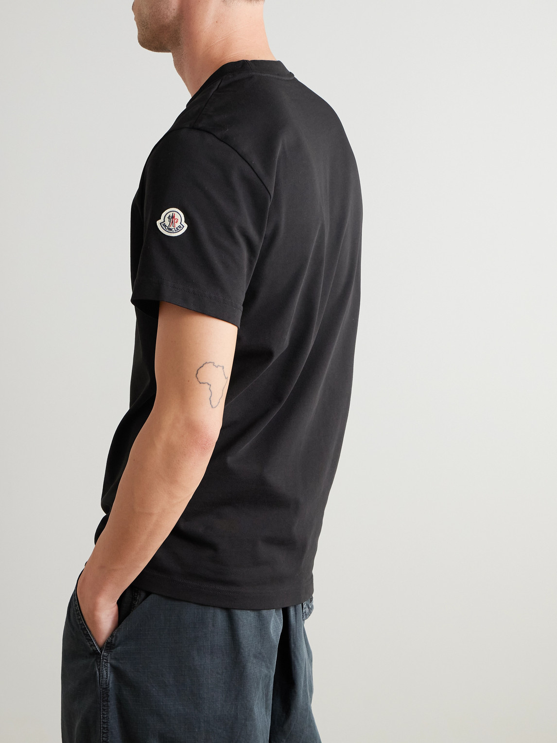 Logo-Flocked Appliquéd Cotton-Jersey T-Shirt