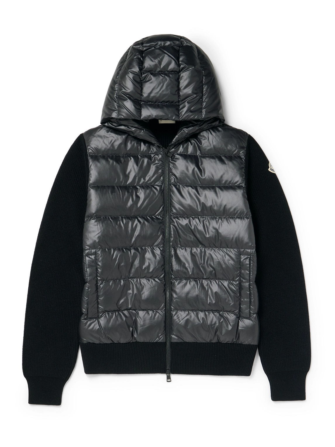 Moncler Quilted Shell-panelled Virgin Wool And Cashmere-blend Down Jacket In Black