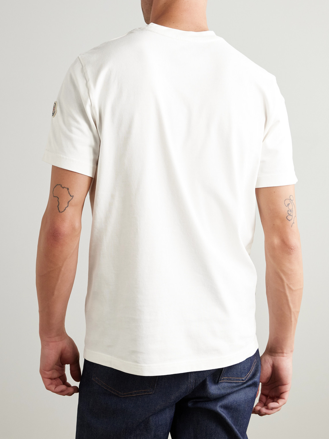 Moncler Flocked Logo T-shirt In Organic Cotton With Aesthetics In White