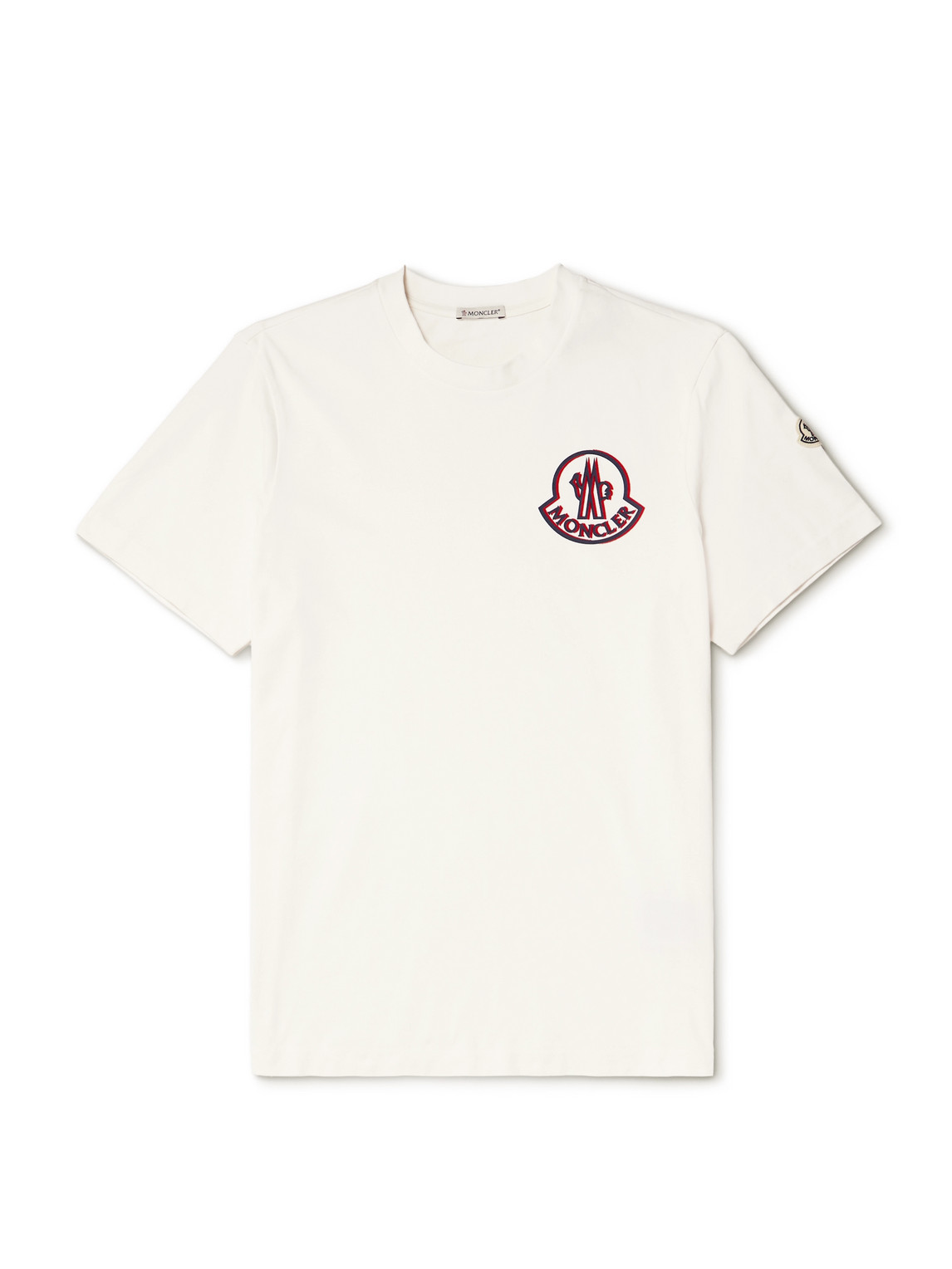 Moncler Flocked Logo T-shirt In Organic Cotton With Aesthetics In White
