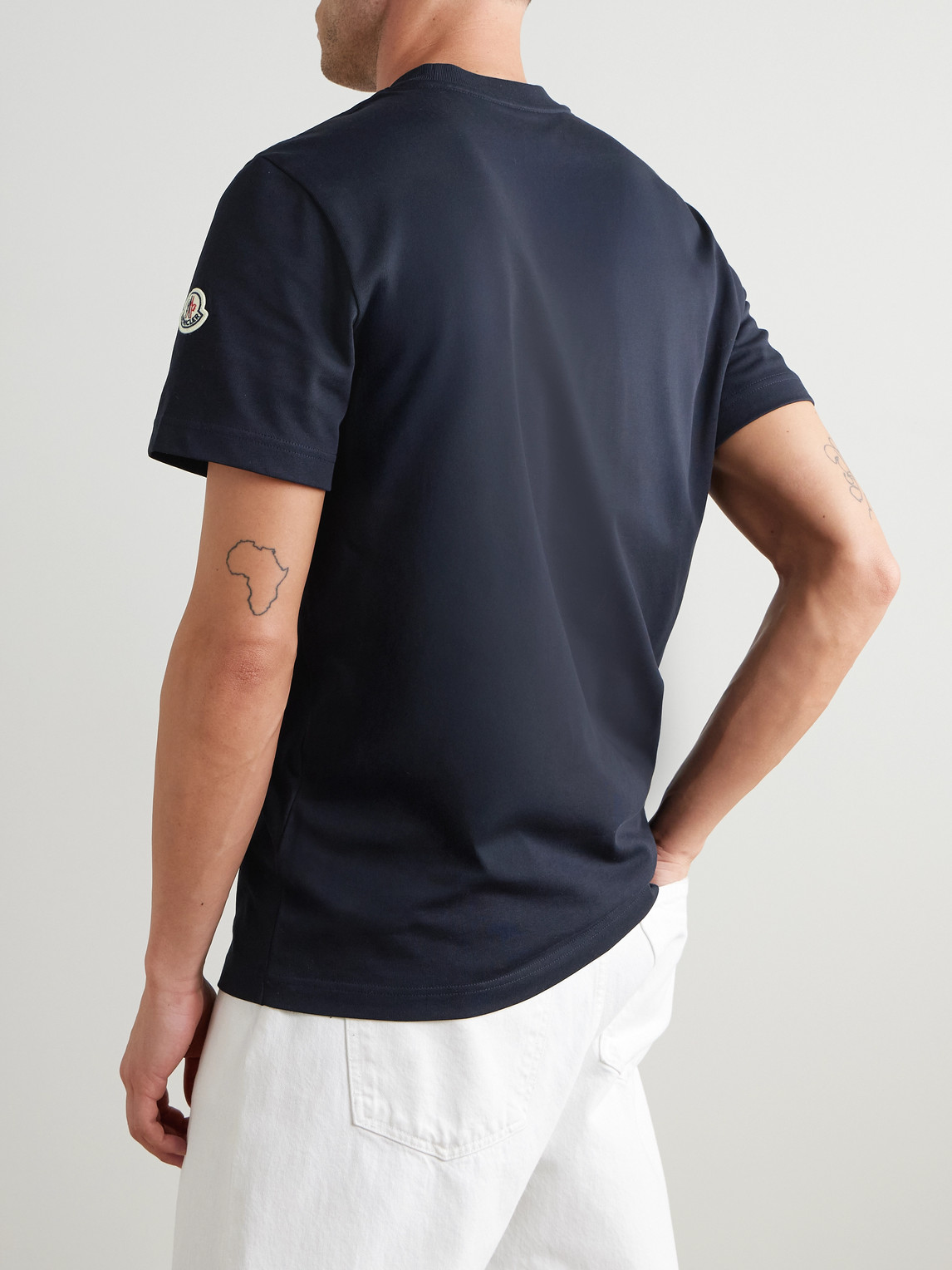 Moncler Signature Tricolor Patch T-shirt In Blue