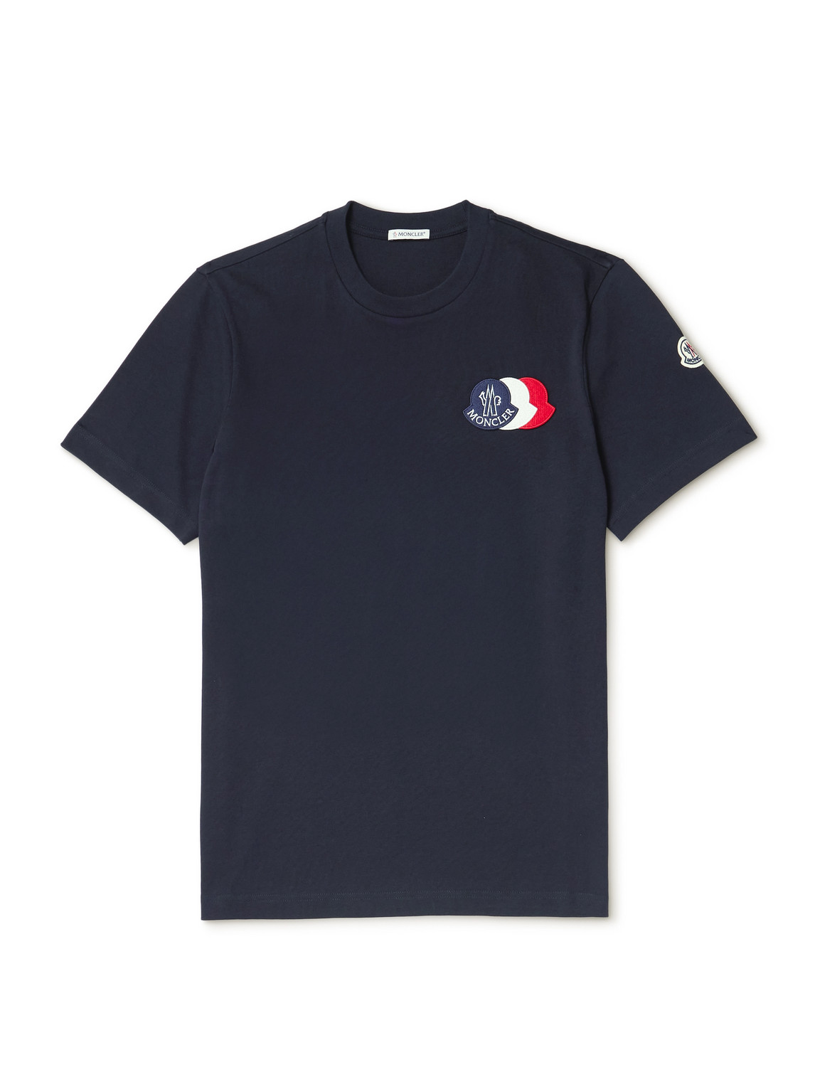 Moncler Logo-appliquéd Cotton-jersey T-shirt In Blue
