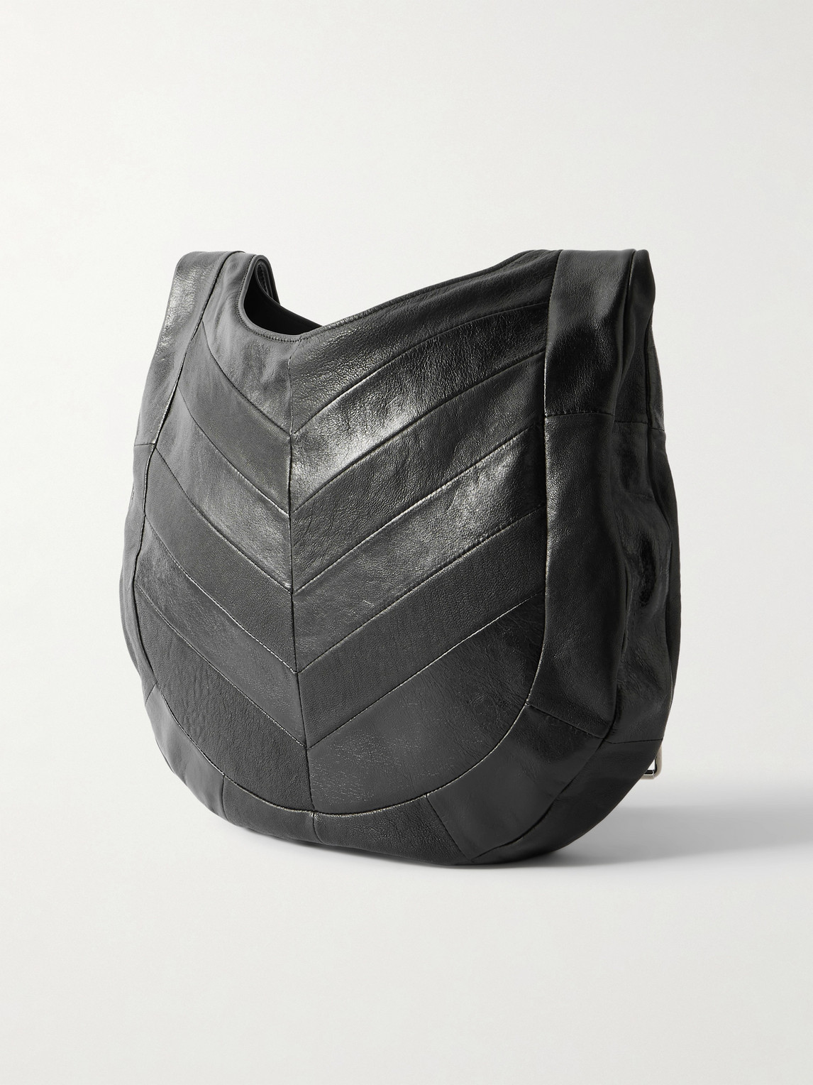 Valentino Garavani Medium Hoboho Bag In Chevron-pattern Nappa In Black