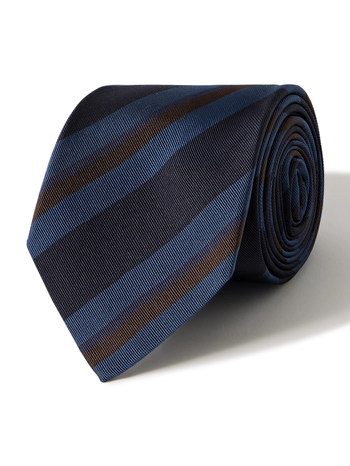 Drake's 8cm Striped Silk And Cotton-blend Twill Tie In Multi