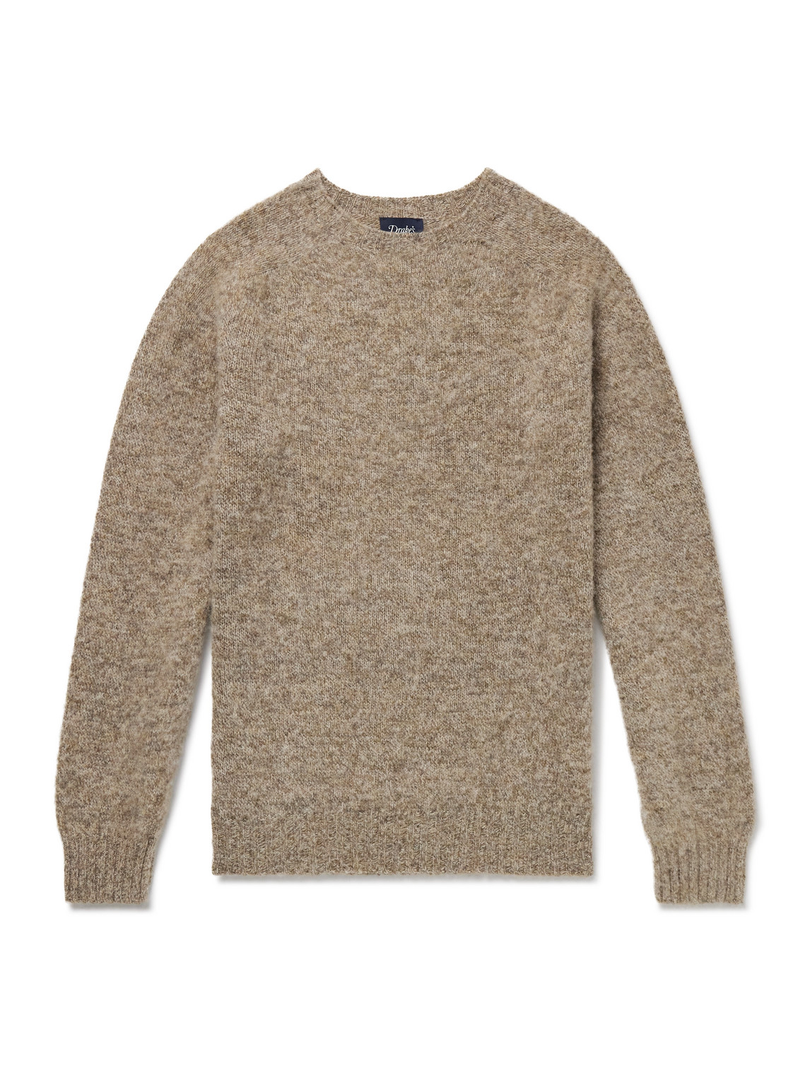 Drake's Brushed Shetland Wool Sweater In Gray