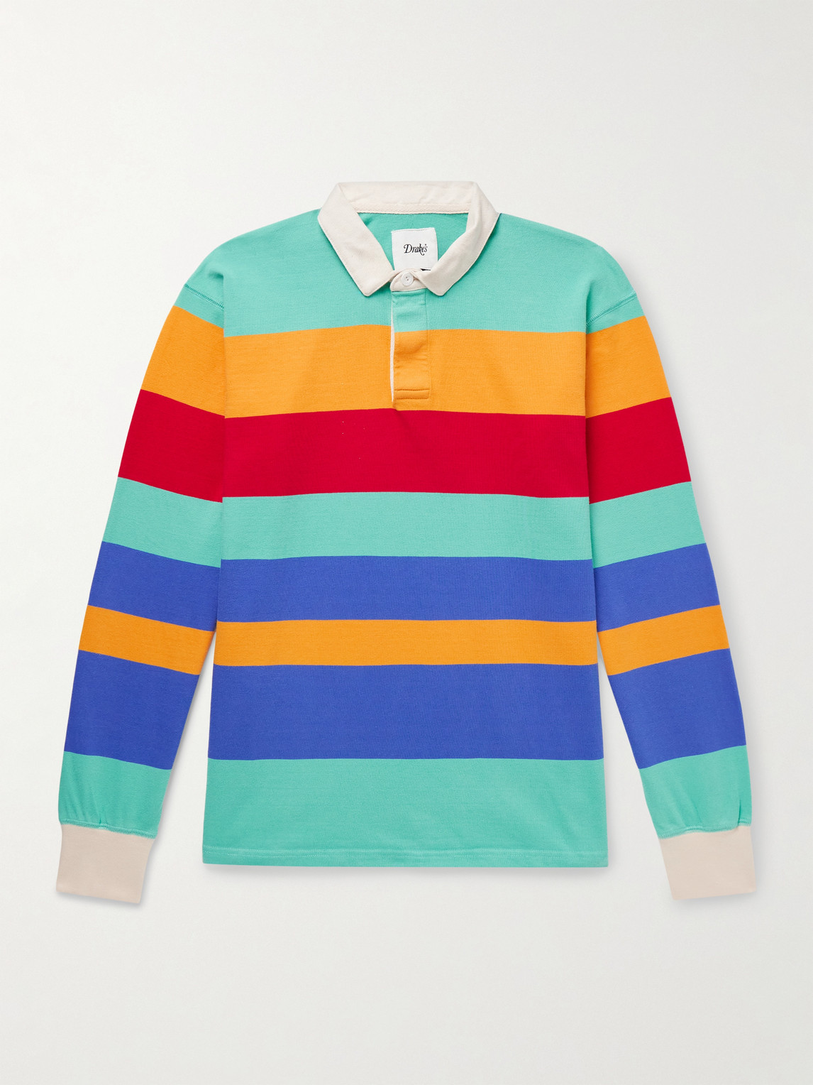 Drake's Striped Cotton-jersey Polo Shirt In Multi