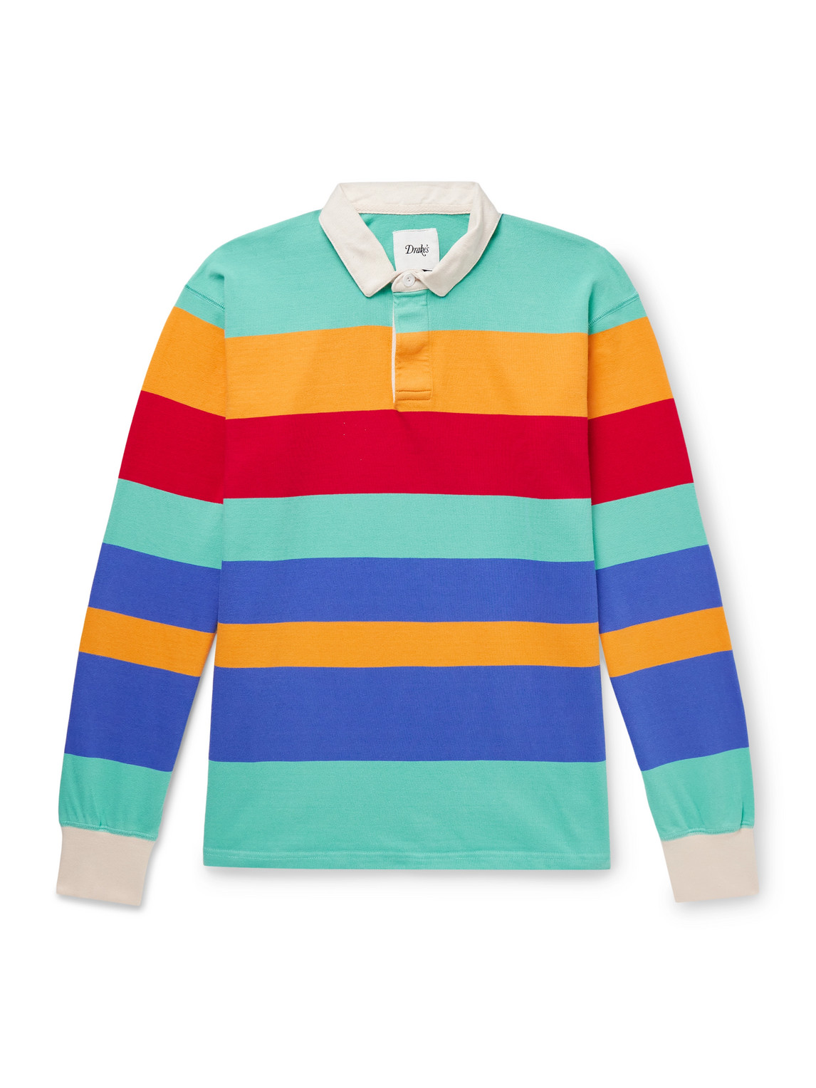 Drake's Striped Cotton-jersey Polo Shirt In Multi