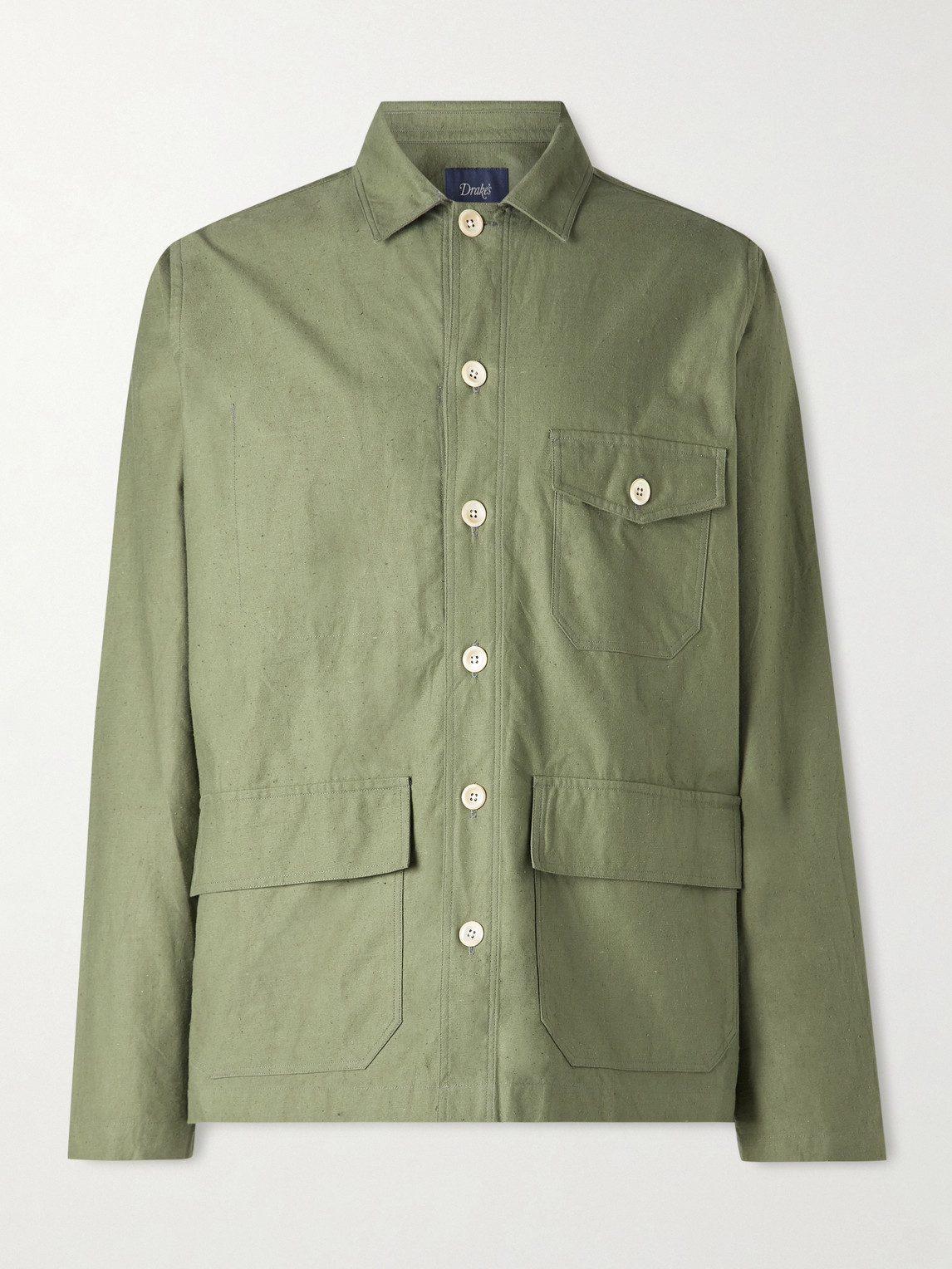 Drake's Cotton-twill Overshirt In Green