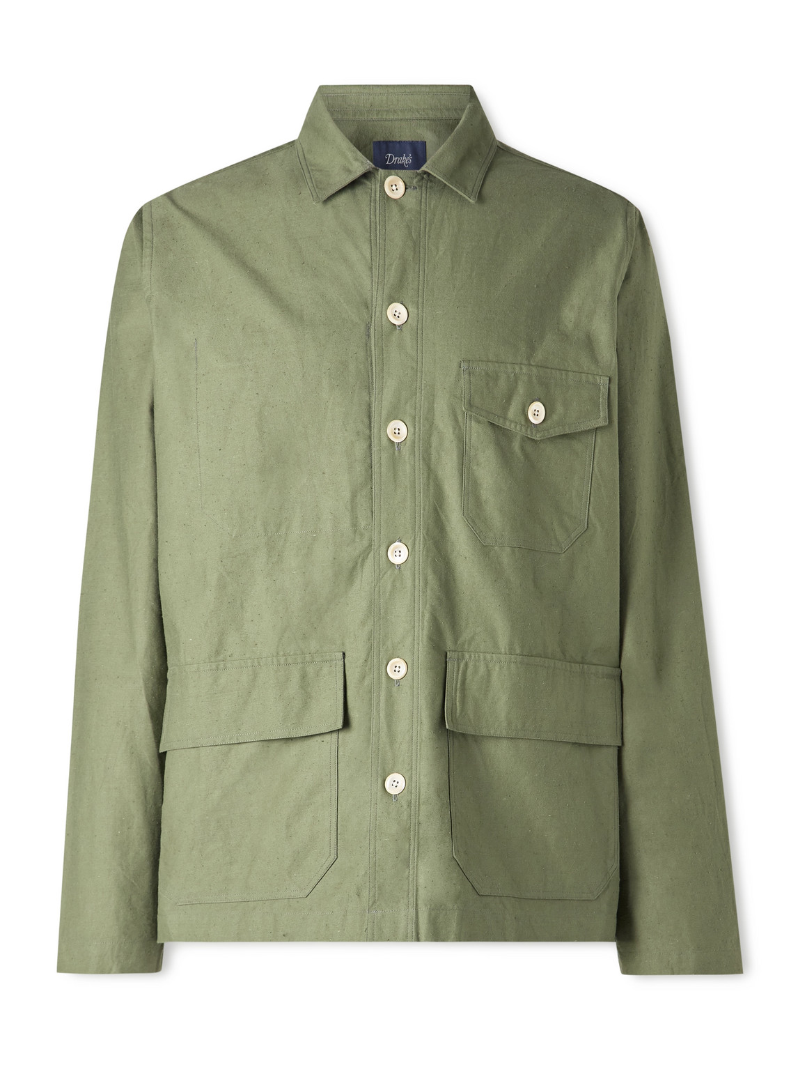 Drake's Cotton-twill Overshirt In Green