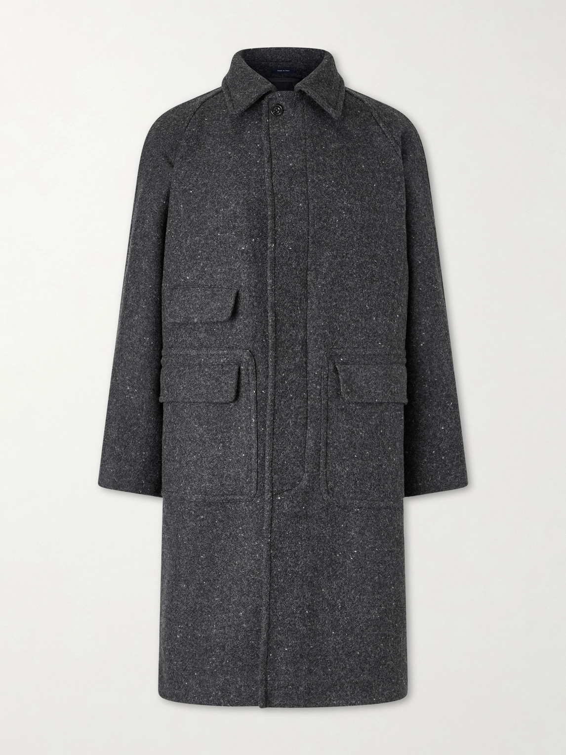 Drake's Flecked Virgin Wool Coat In Gray