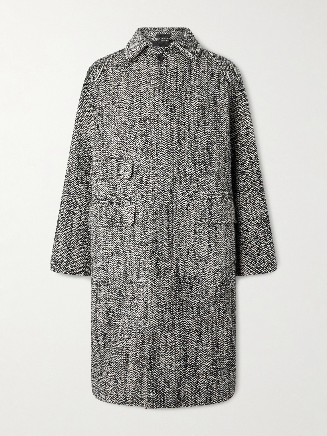 Drake's Salt And Pepper Wool-blend Coat In Gray