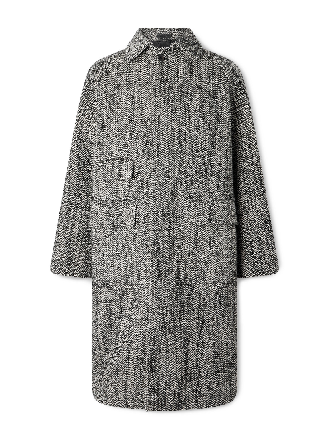 Drake's Salt And Pepper Wool-blend Coat In Gray