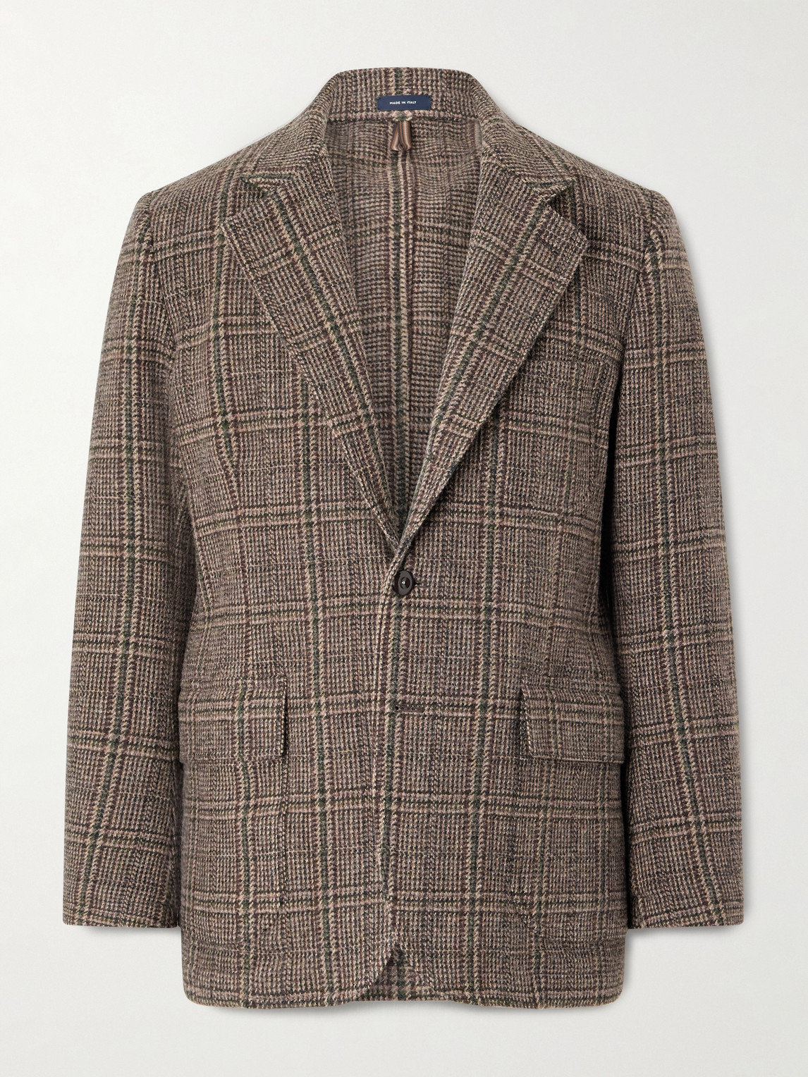 Drake's Checked Wool-tweed Blazer In Brown
