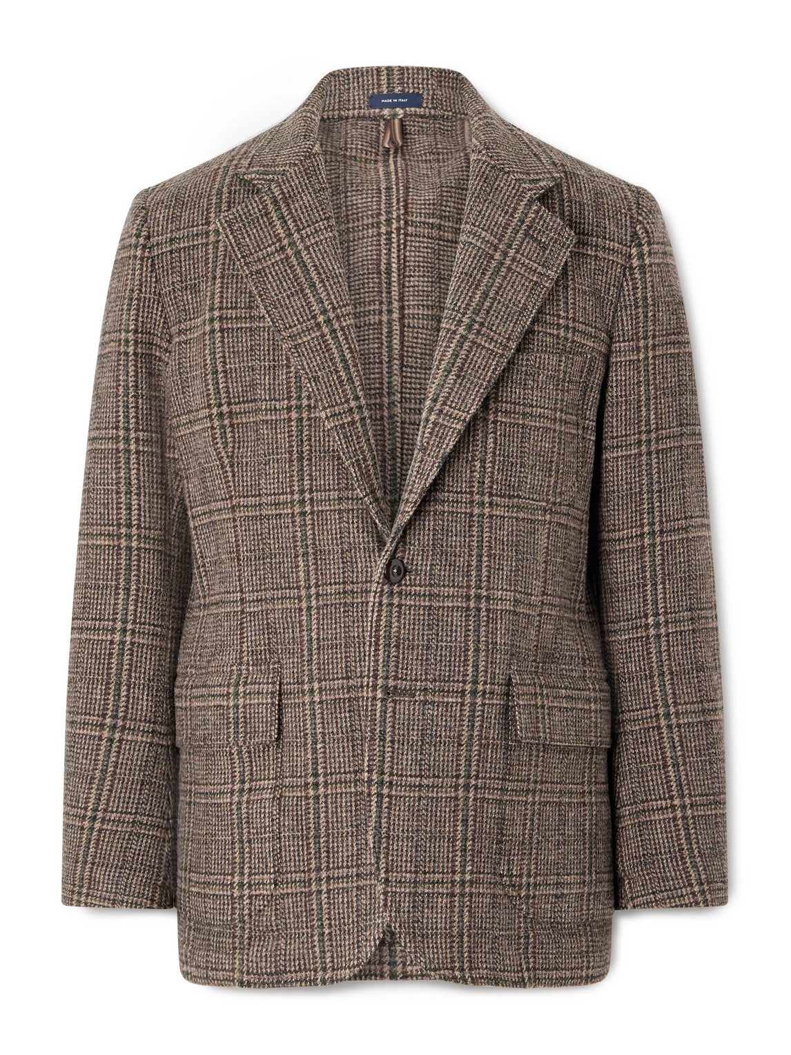 Drake's Checked Wool-tweed Blazer In Brown
