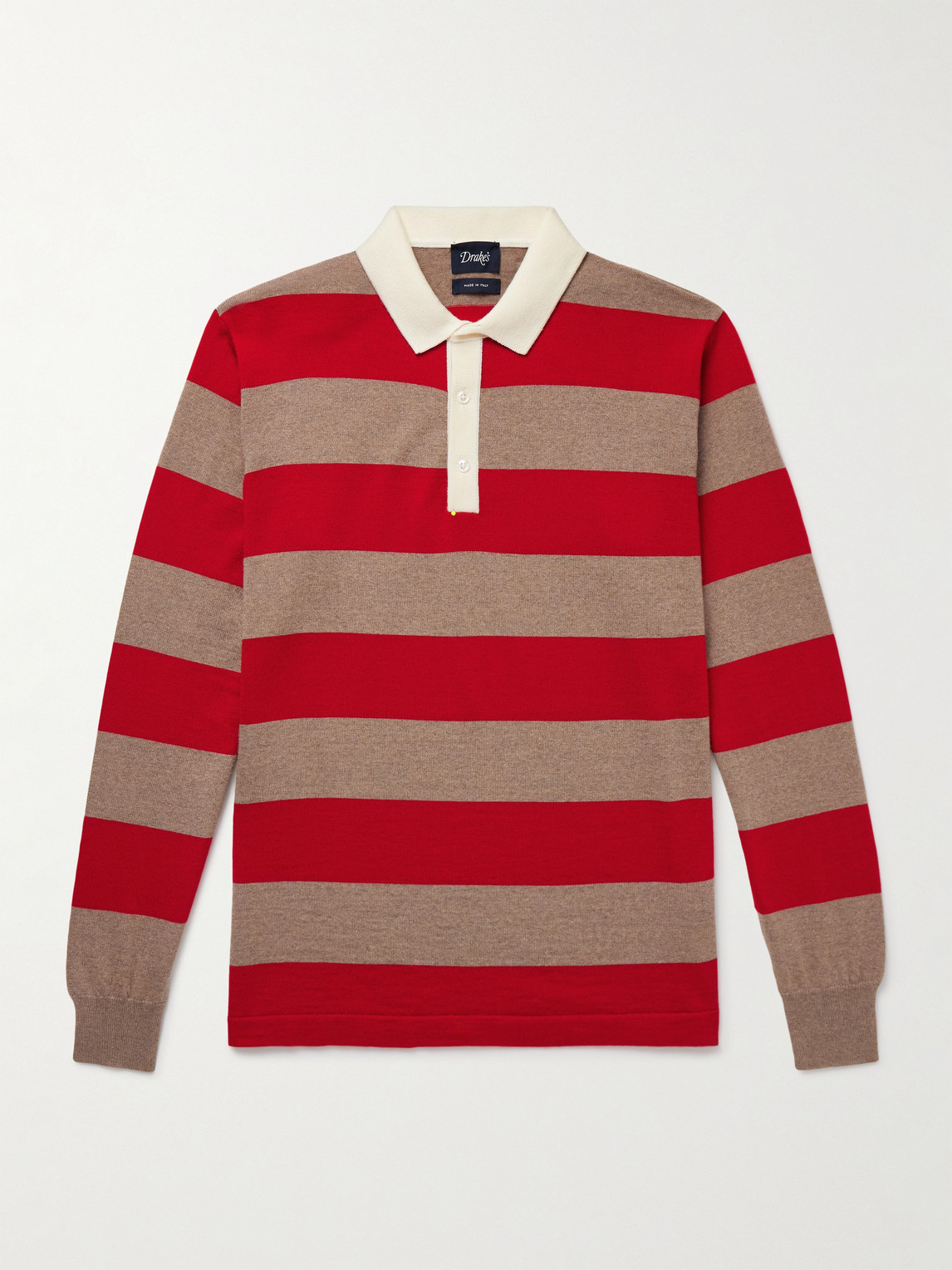 Drake's triped Merino Wool Polo hirt - Men